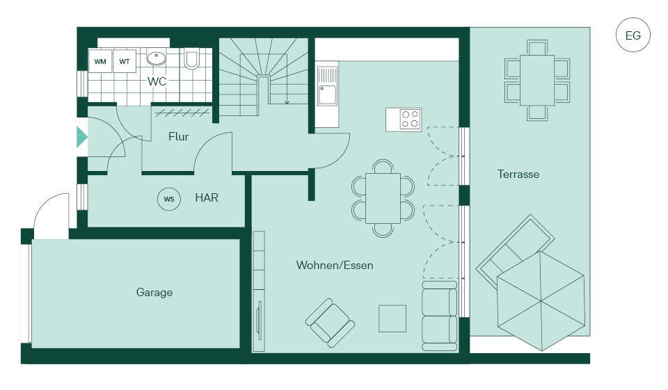 Reihenhaus Grundriss EG