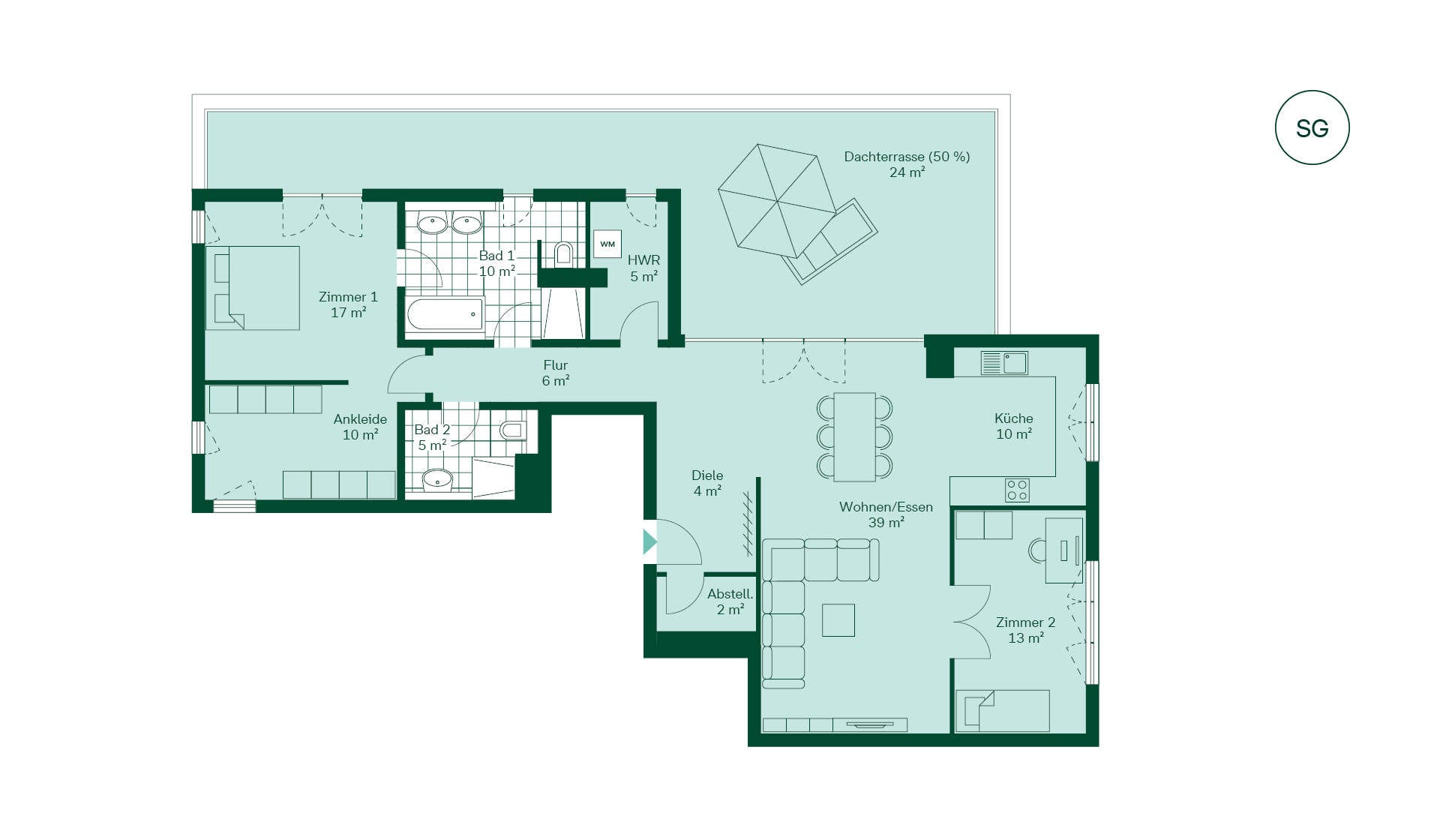 Geräumige Wohnung mit viel Stauraum Grundriss der Eigentumswohnung 041 im Neubauprojekt Kronberger Obstwiesen