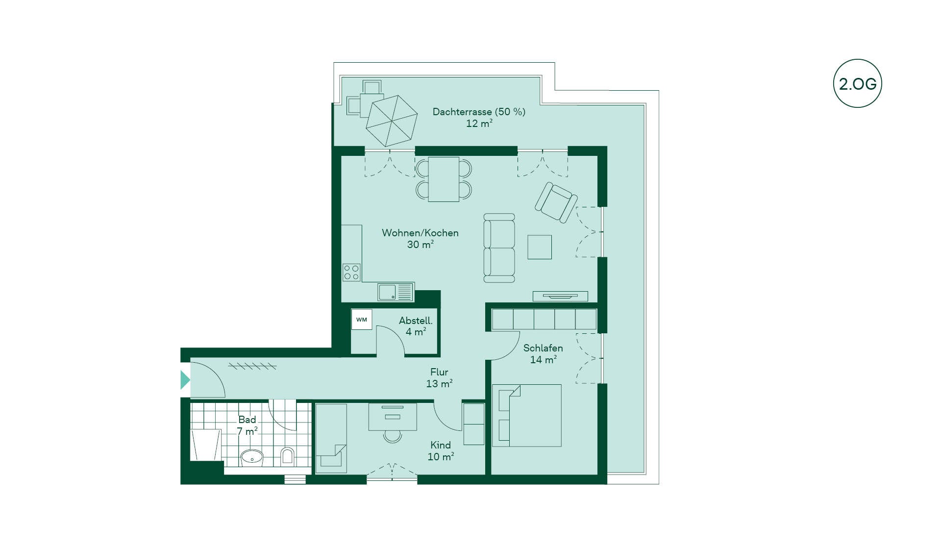 Grundriss der Eigentumswohnung 008 im Neubauprojekt Rosenredder