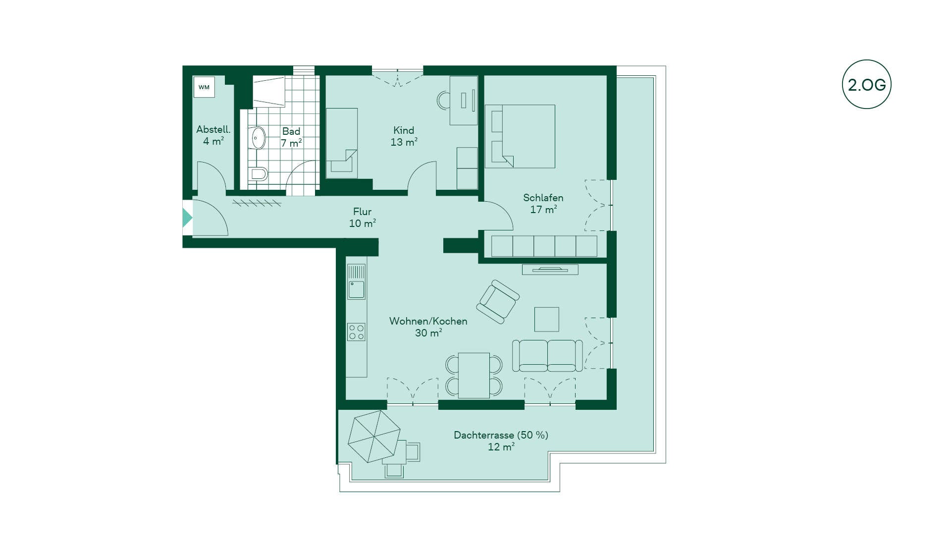 Grundriss der Eigentumswohnung 010 im Neubauprojekt Rosenredder