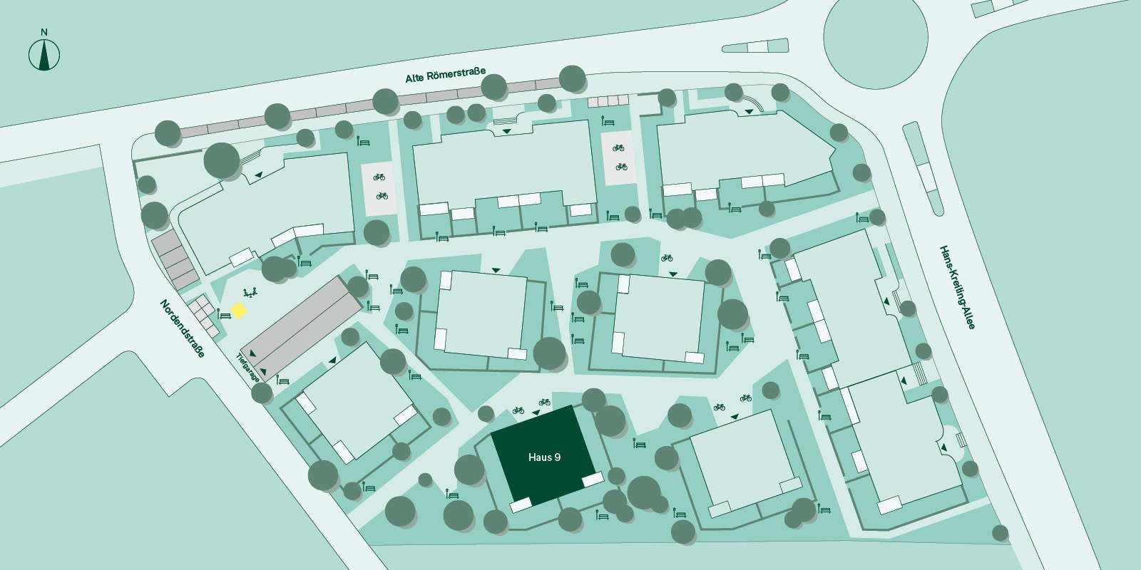 Lageplan des Hauses 9 im Projekt Römerquartier Lageplan des Hauses 9 im Projekt Römerquartier