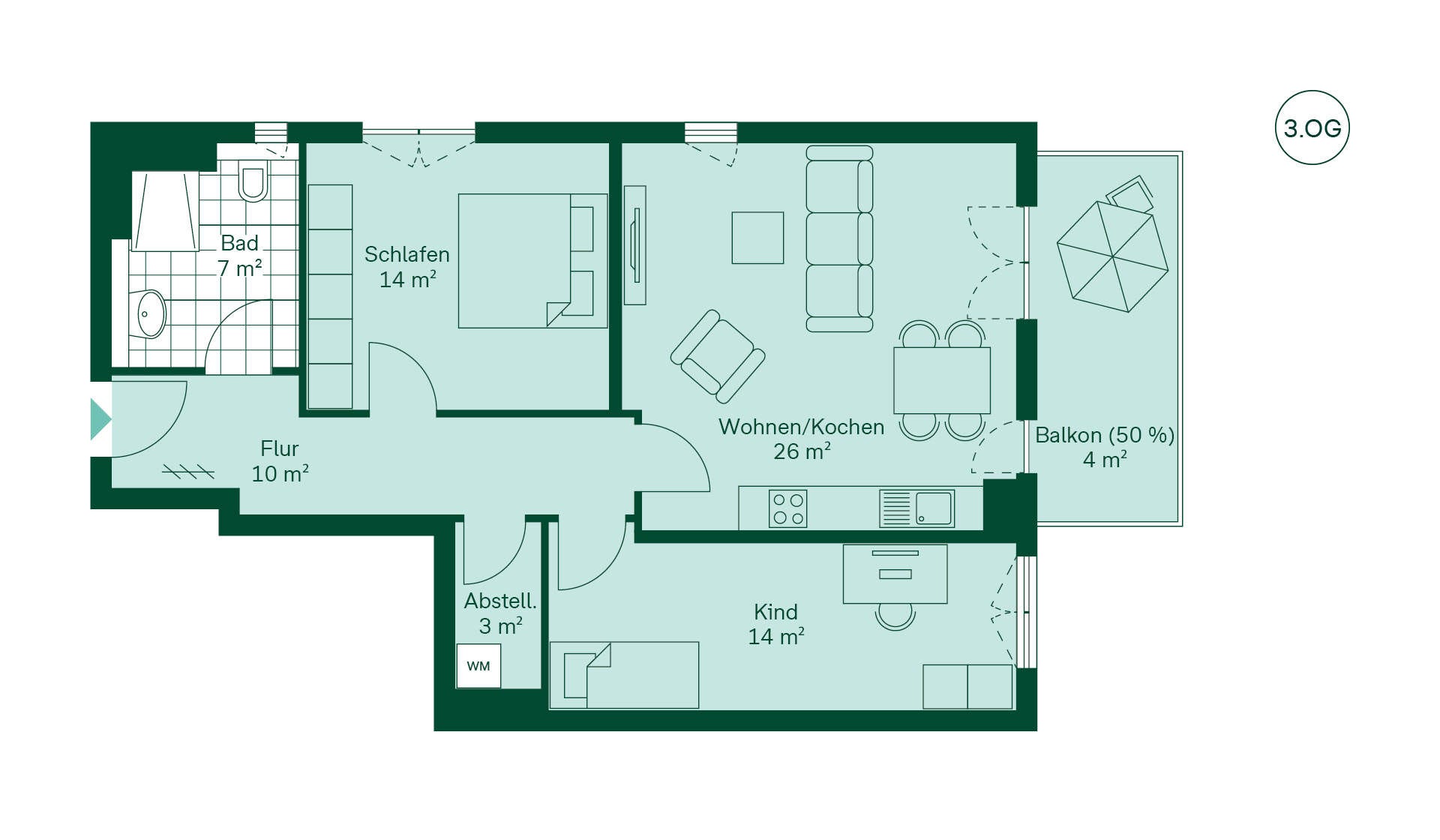 Grundriss der Eigentumswohnung im Projekt Ahorngärten Grundriss der Eigentumswohnung im Projekt Ahorngärten