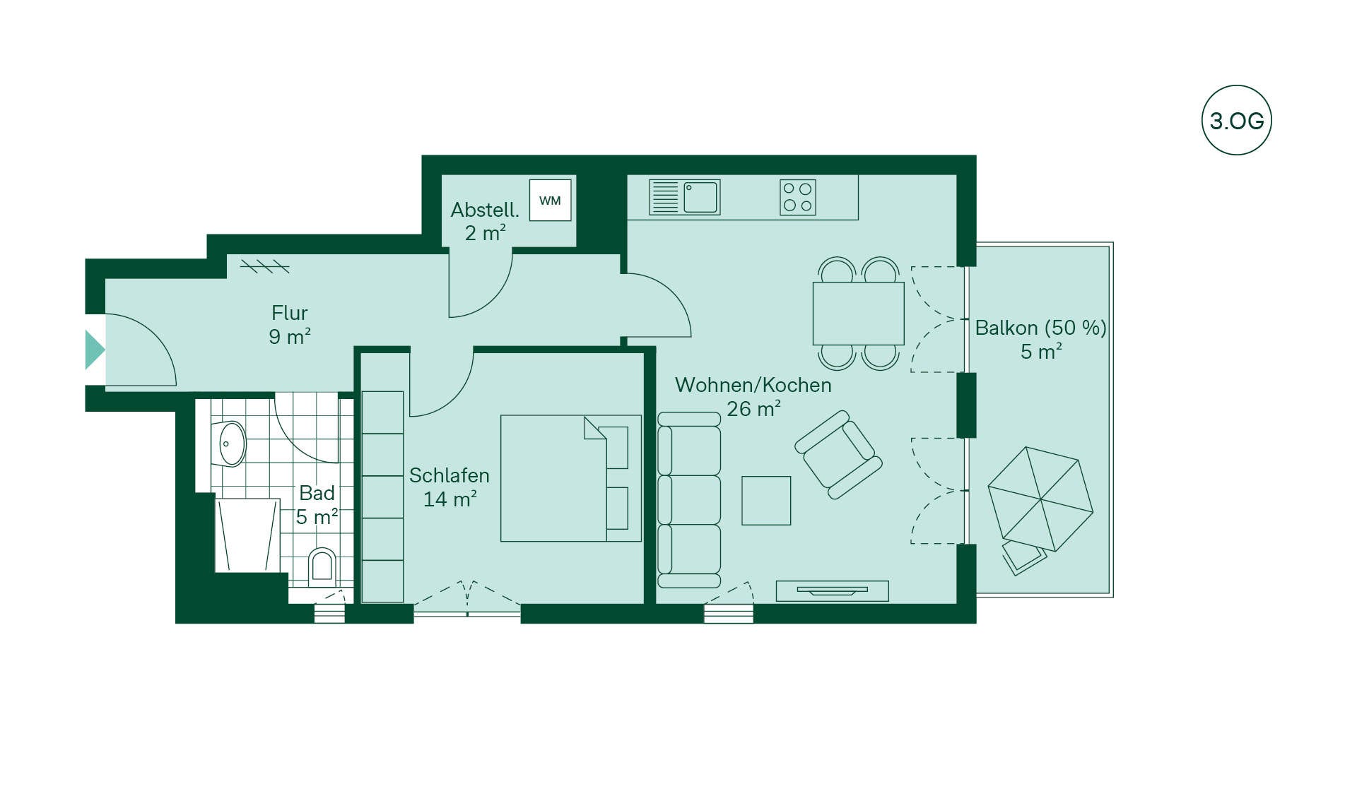 Grundriss der Eigentumswohnung im Projekt Ahorngärten Grundriss der Eigentumswohnung im Projekt Ahorngärten