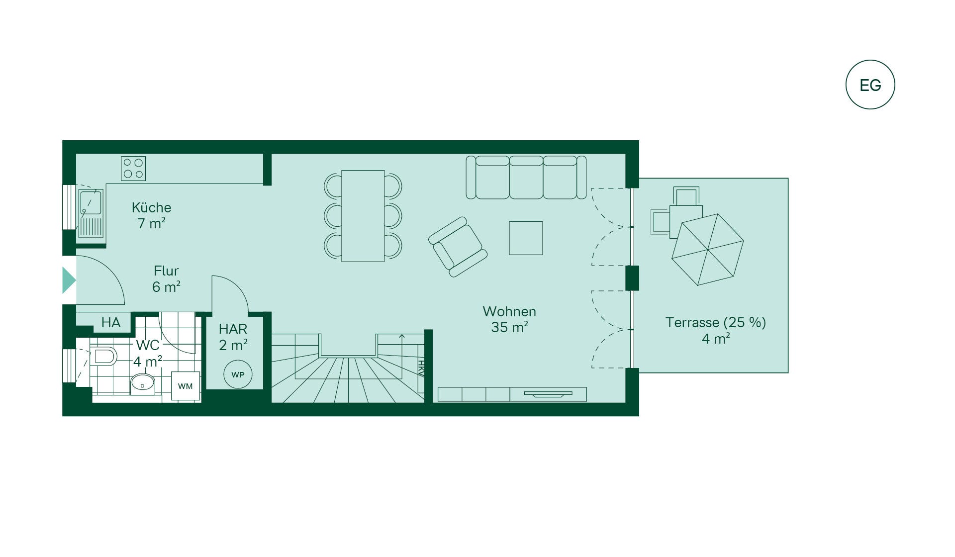 Grundriss vom Reihenhaus im Projekt Pütnitzwiese Grundriss vom Reihenhaus im Projekt Pütnitzwiese