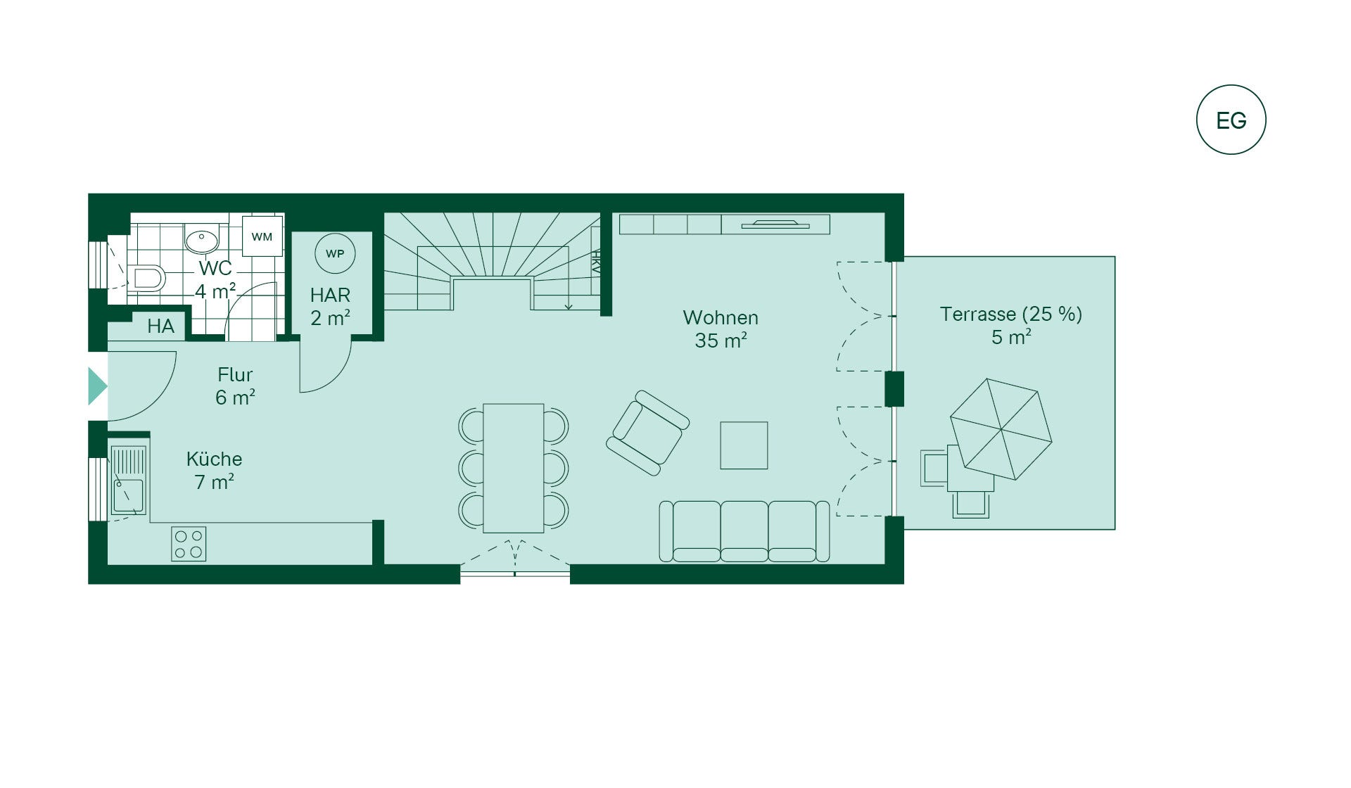 Grundriss vom Reihenhaus im Projekt Pütnitzwiese Grundriss vom Reihenhaus im Projekt Pütnitzwiese