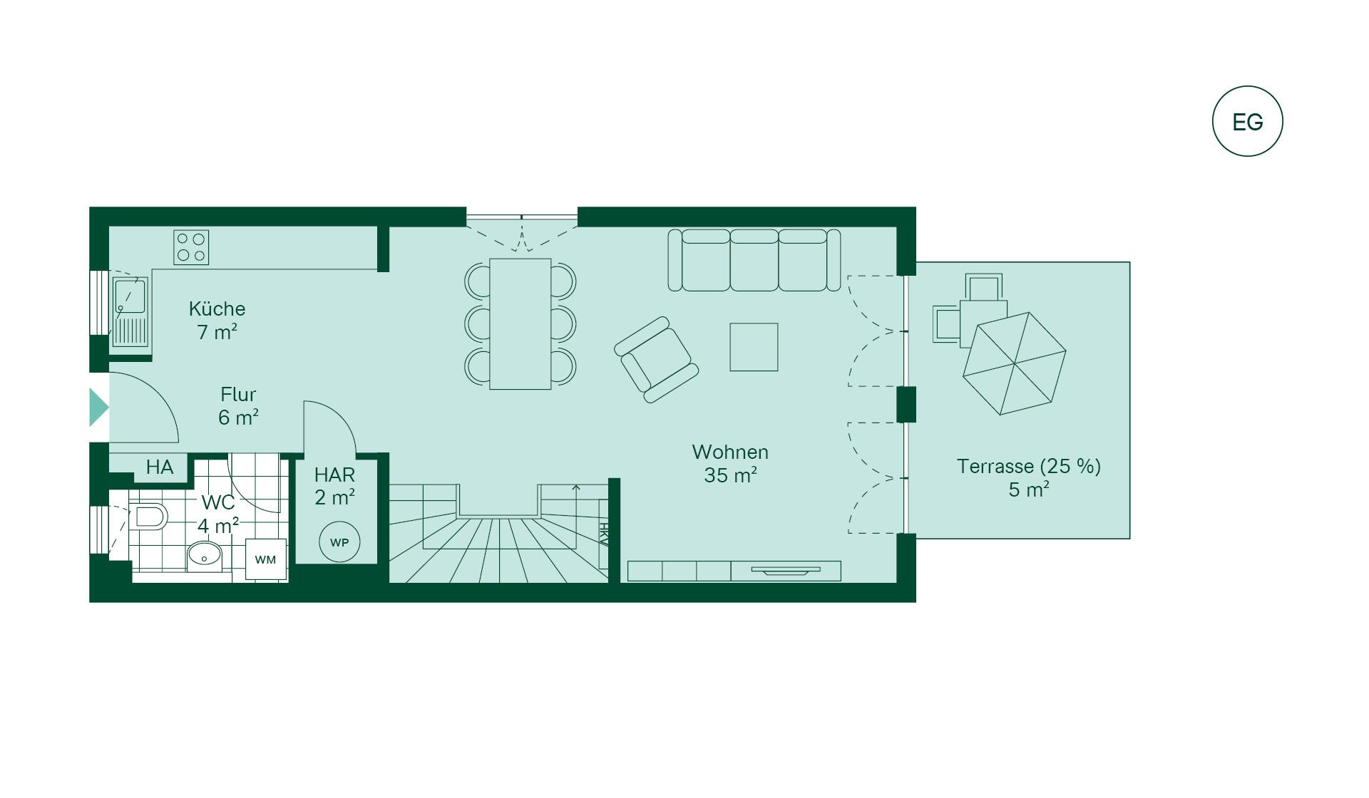 Grundriss vom Reihenhaus im Projekt Pütnitzwiese Grundriss vom Reihenhaus im Projekt Pütnitzwiese