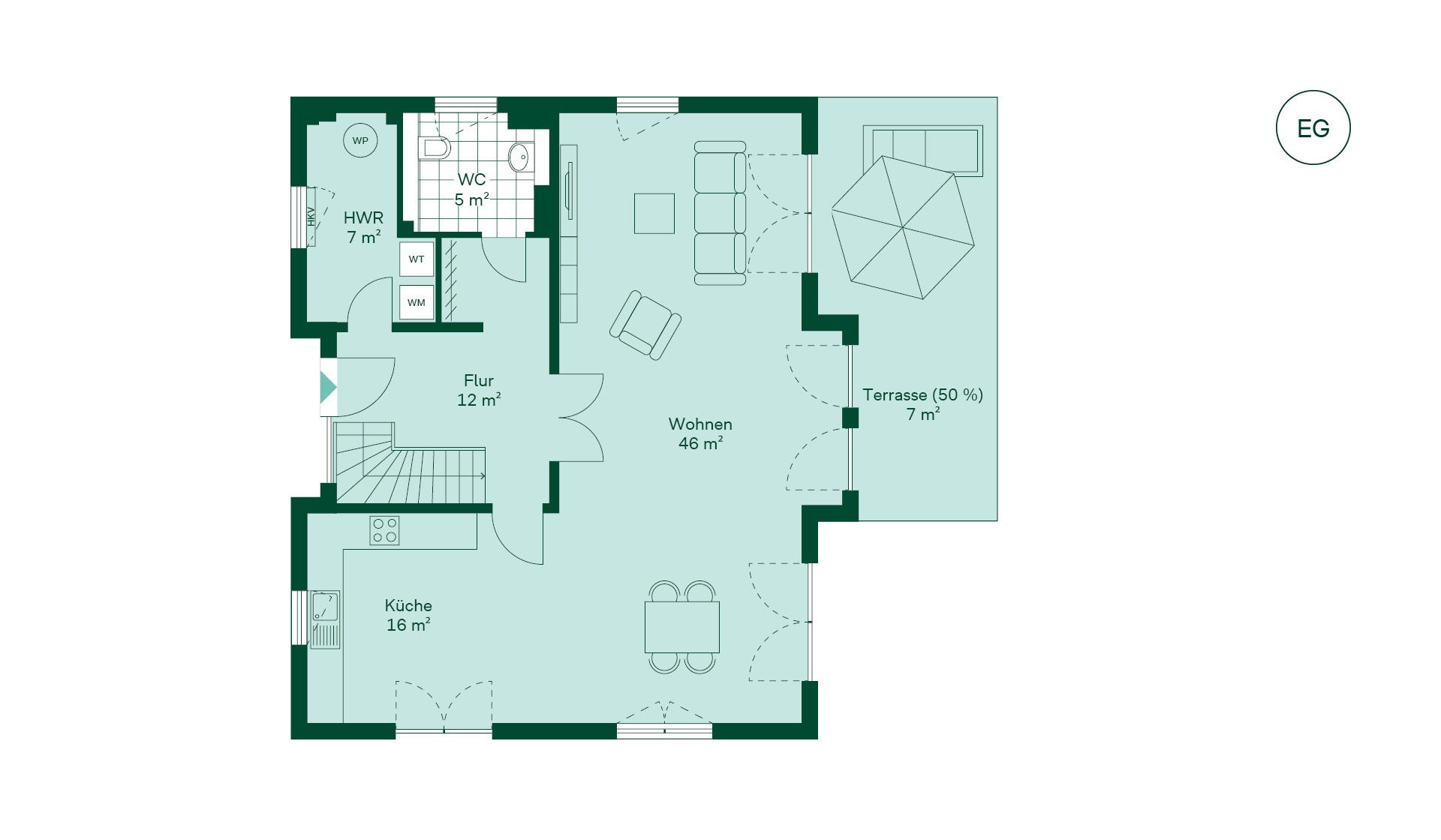 Grundriss vom Einfamilienhaus im Projekt Pütnitzwiese Grundriss vom Einfamilienhaus im Projekt Pütnitzwiese