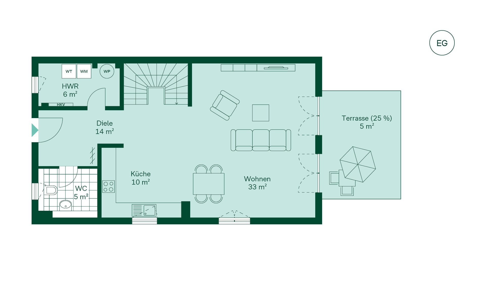 Grundriss vom Doppelhaus  im Projekt Pütnitzwiese