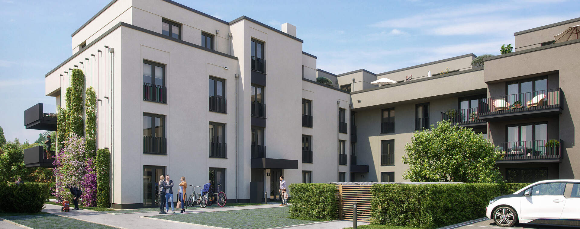 Visualisierung der Eigentumswohnungen vom Neubauprojekt Sandbachquartier in Hilden