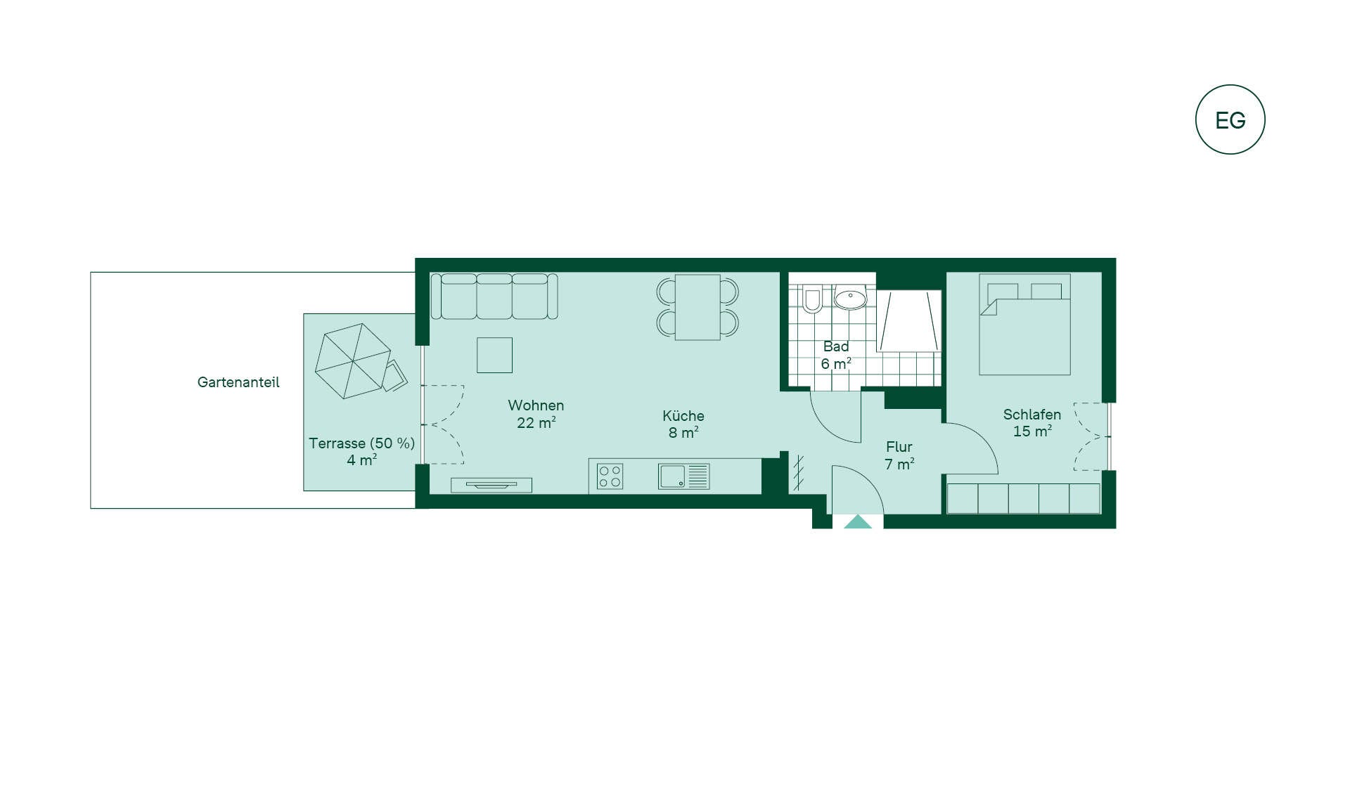 Grundriss der Eigentumswohnung 003 im Neubauprojekt Sandbachquartier