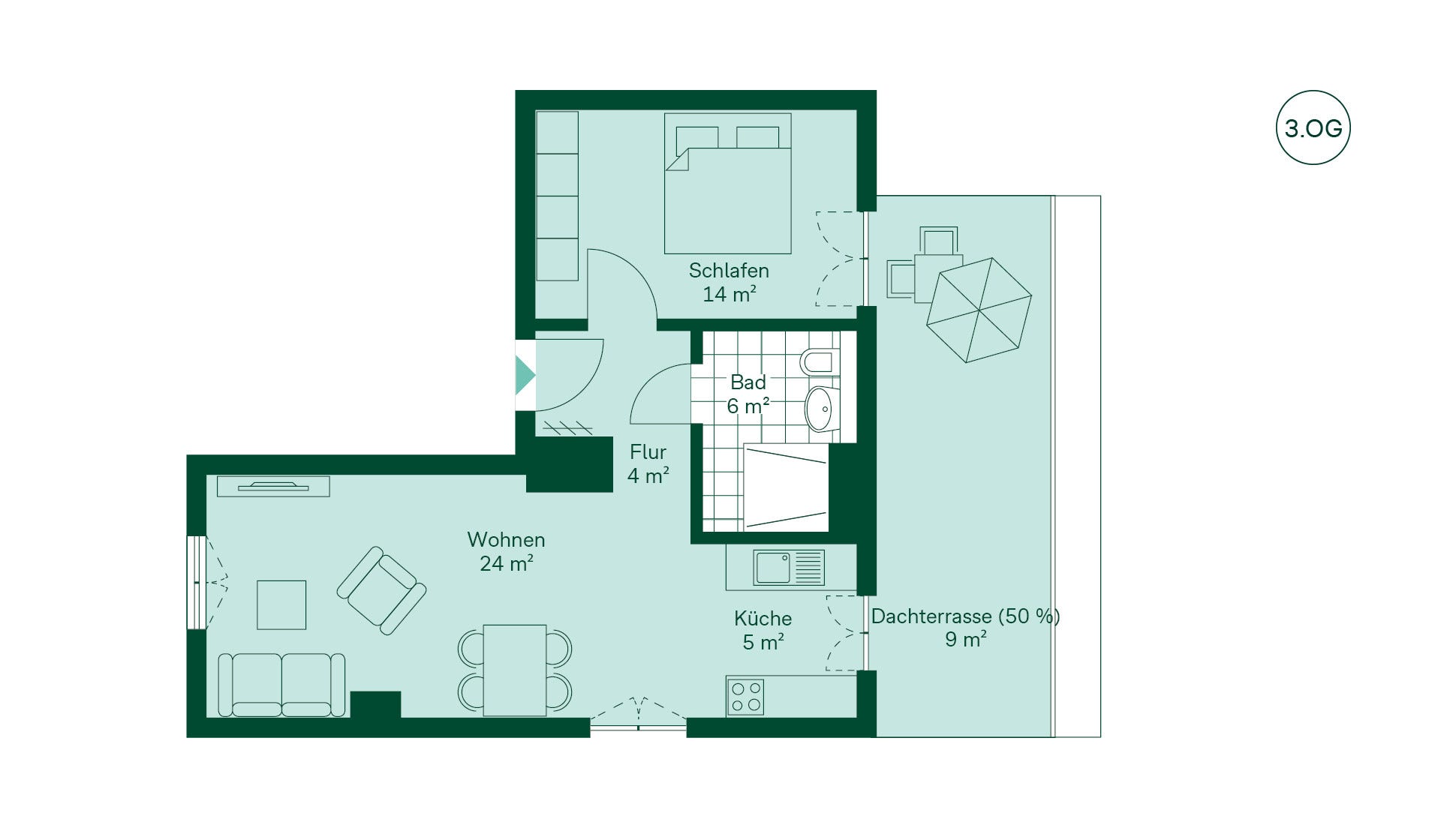 Grundriss der Eigentumswohnung im Projekt Sandbachquartier Grundriss der Eigentumswohnung im Projekt Sandbachquartier