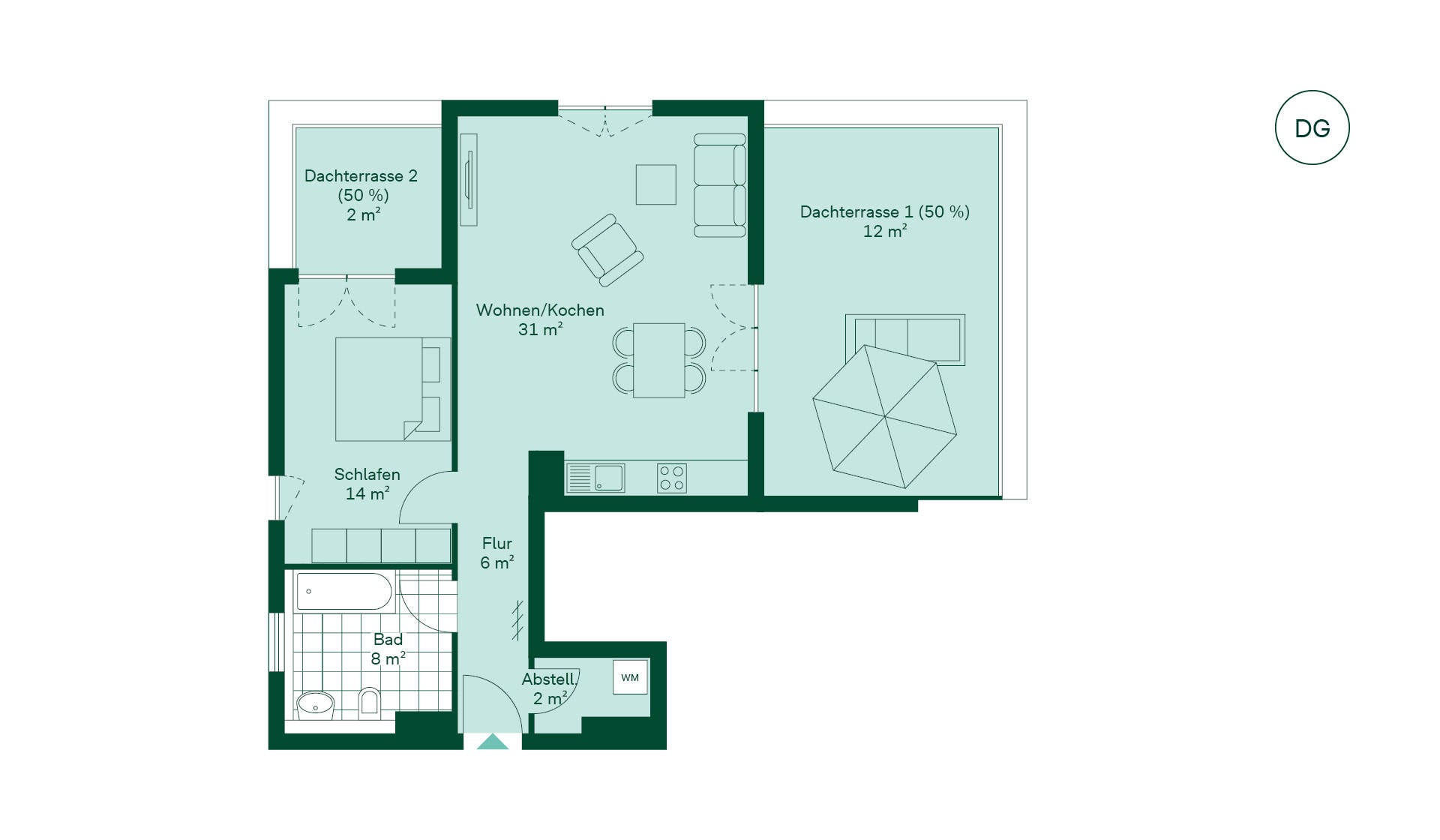 Grundriss der Eigentumswohnung 032 im Neubauprojekt Quittenknick