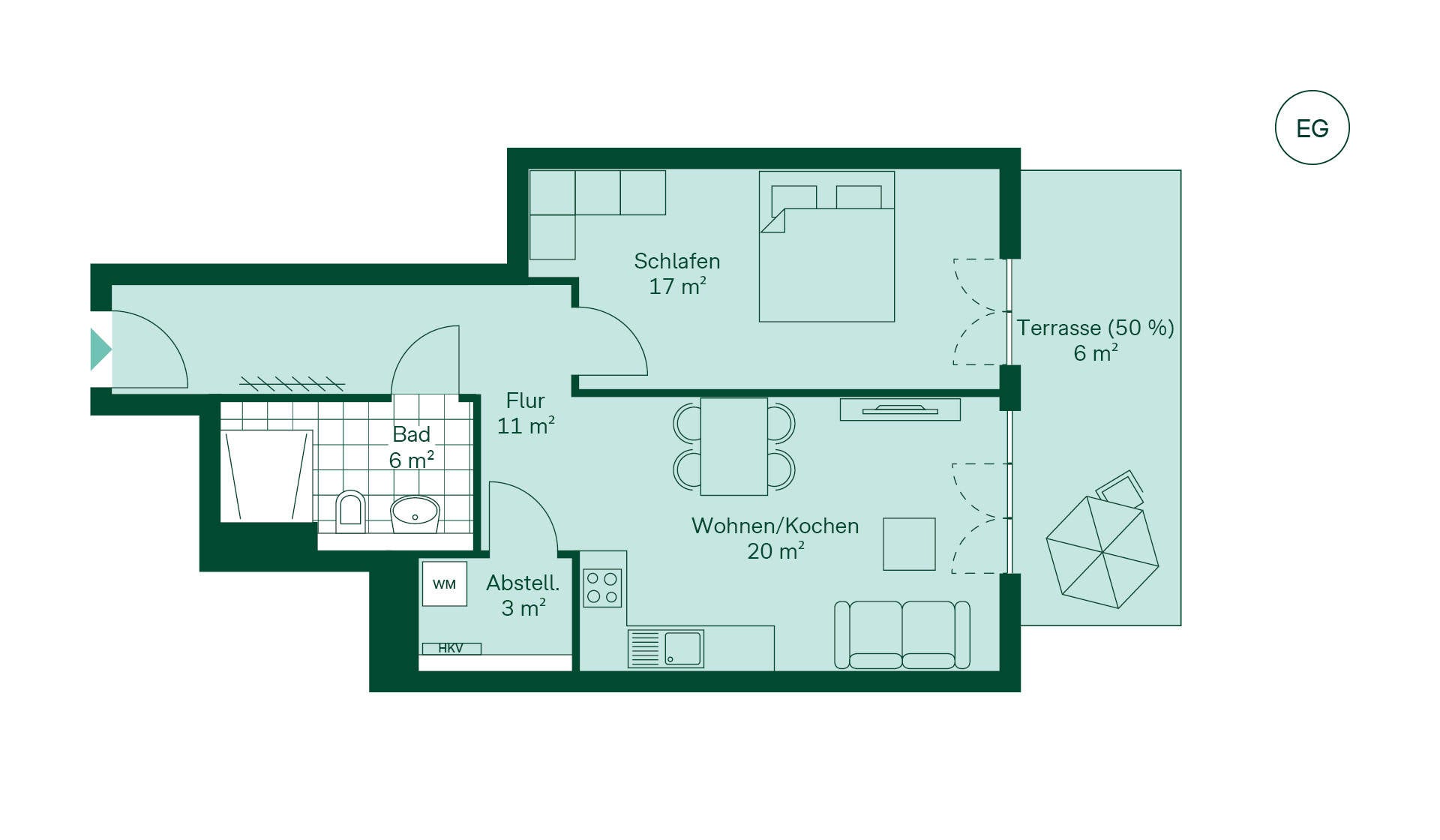 Gemütliche Eigentumswohnung mit viel Stauraum Grundriss der Eigentumswohnung 048 im Neubauprojekt Quittenknick