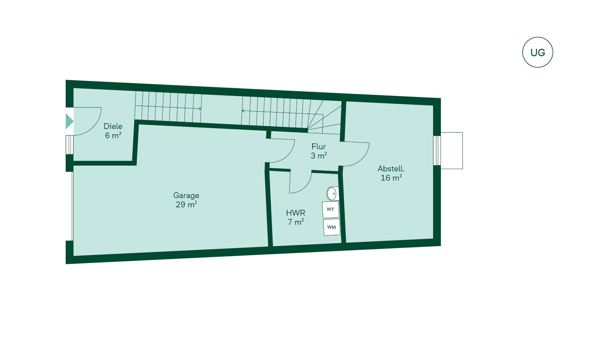 Grundriss des Untergeschosses im Reihenhaus Grundriss des Untergeschosses im Reihenhaus