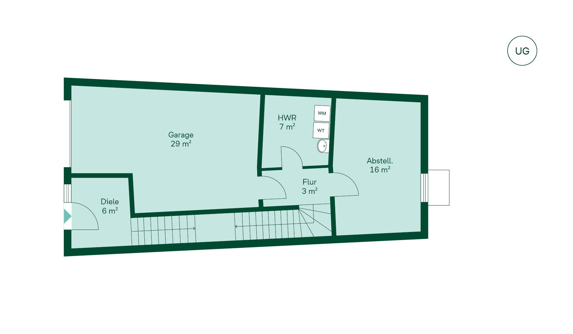 Grundriss des Untergeschosses im Reihenhaus