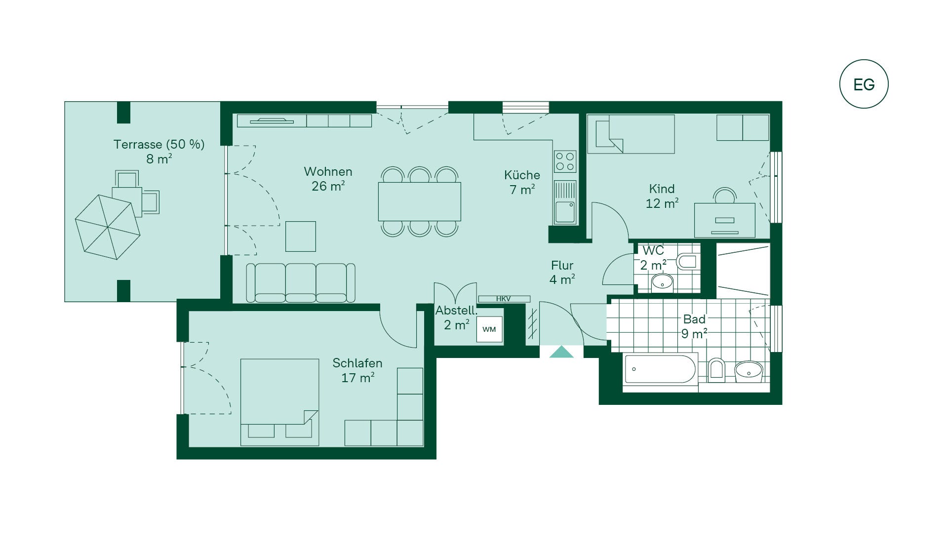 Grundriss der Eigentumswohnung im Projekt Rheintalgärten Grundriss der Eigentumswohnung im Projekt Rheintalgärten