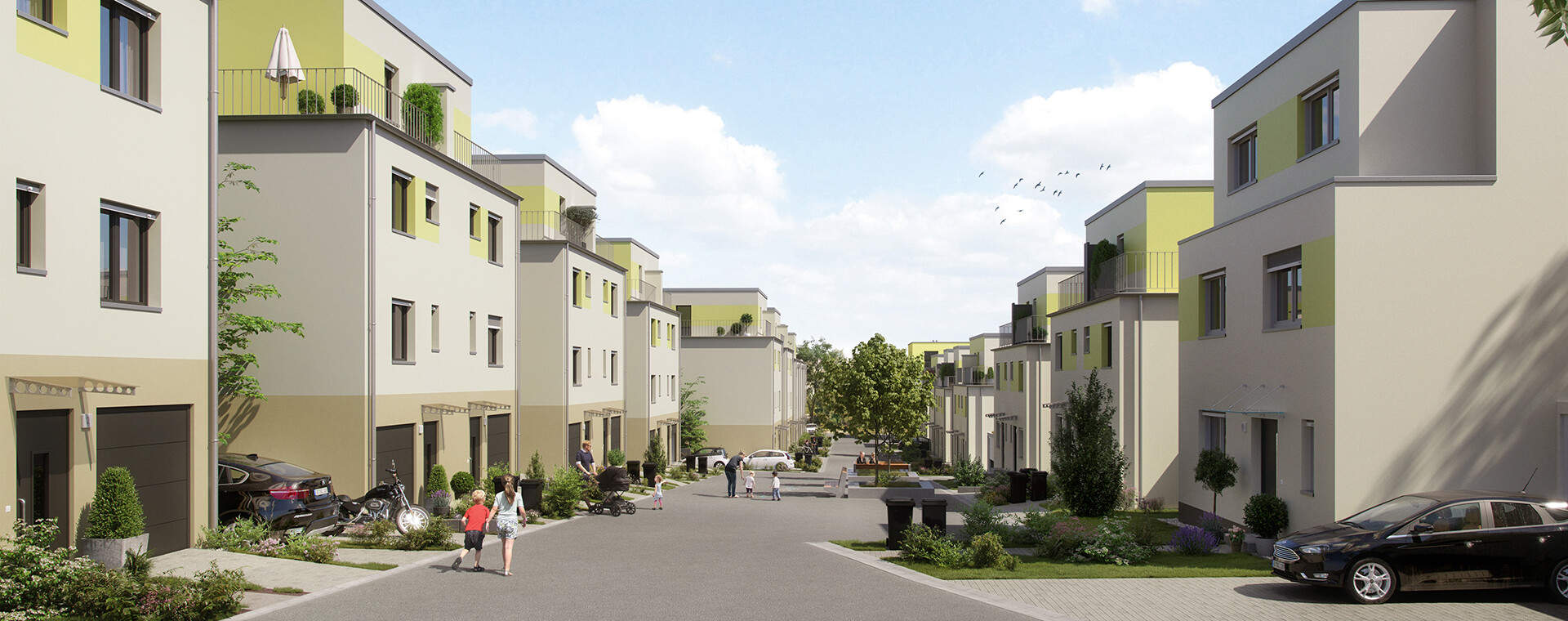 Visualisierung der Häuser vom Neubauprojekt Winzerhöhe in Hattingen