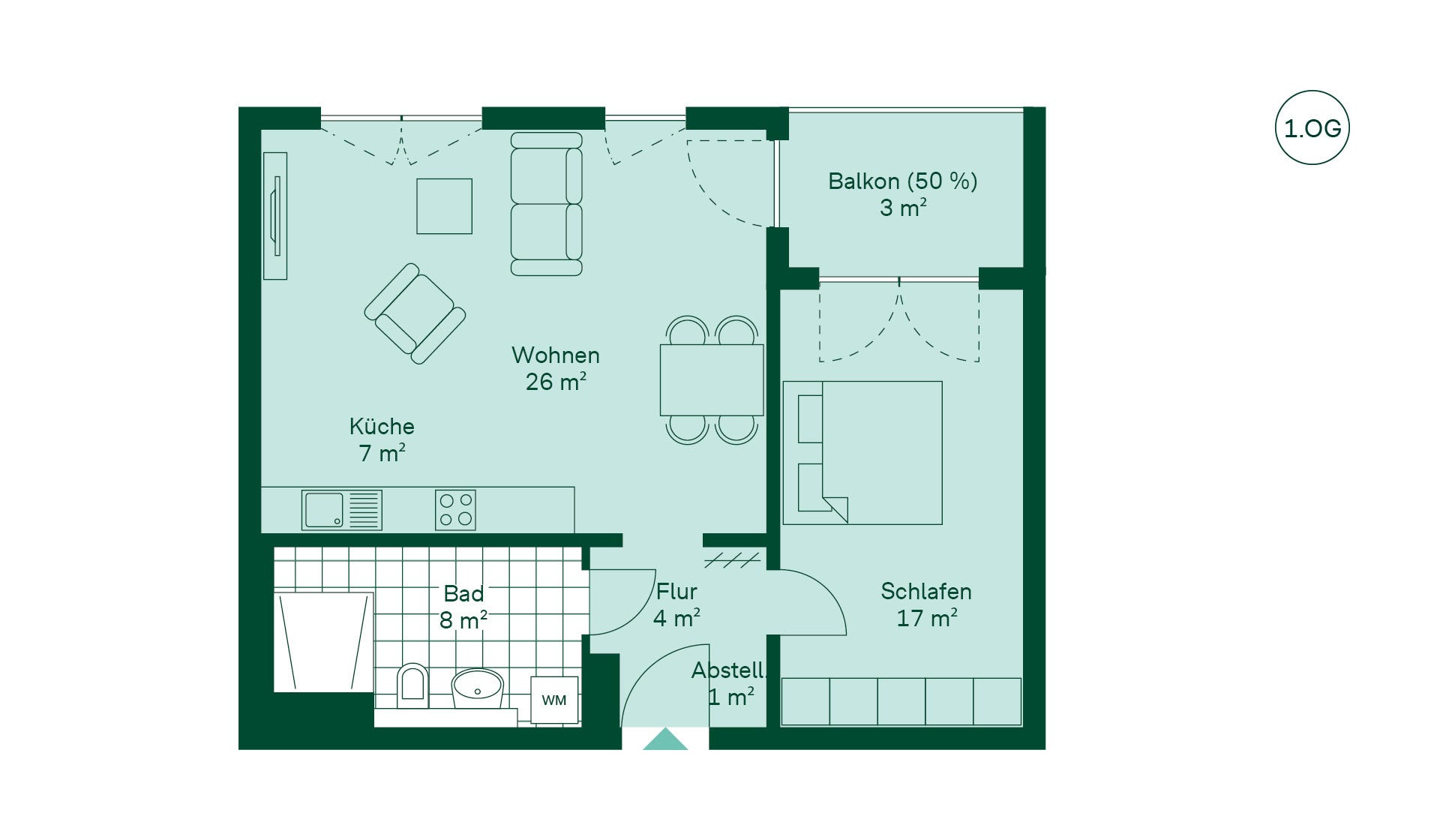 Grundriss der Eigentumswohnung im Projekt Paulshöfe Grundriss der Eigentumswohnung im Projekt Paulshöfe