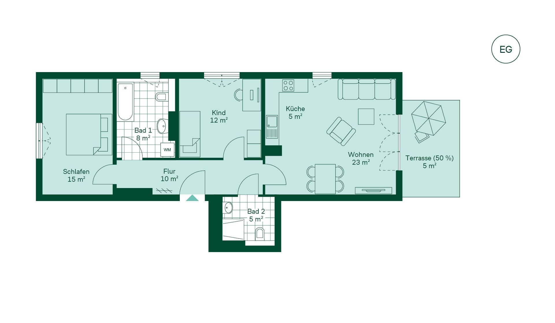 Grundriss der Eigentumswohnung im Projekt Hugos Grundriss der Eigentumswohnung im Projekt Hugos
