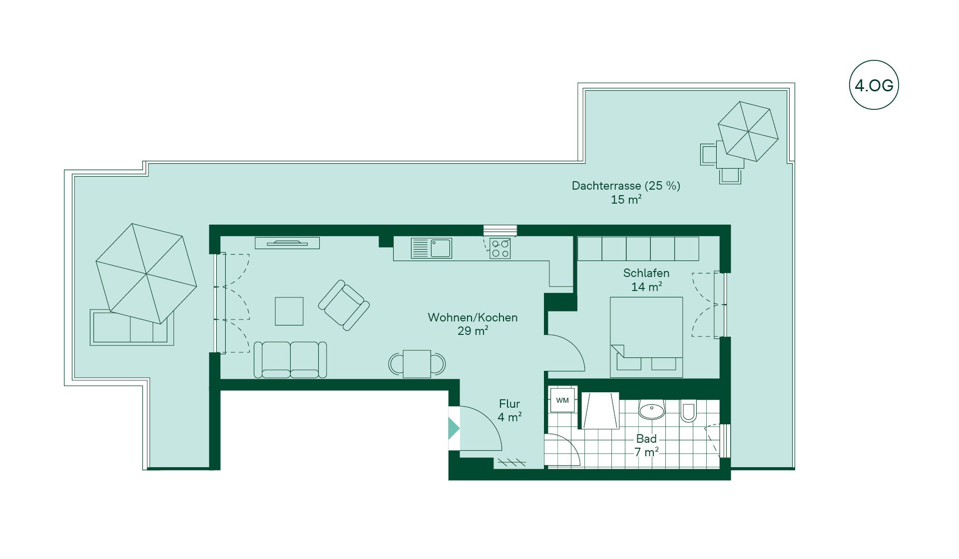Grundriss der Eigentumswohnung im Projekt Hugos Grundriss der Eigentumswohnung im Projekt Hugos