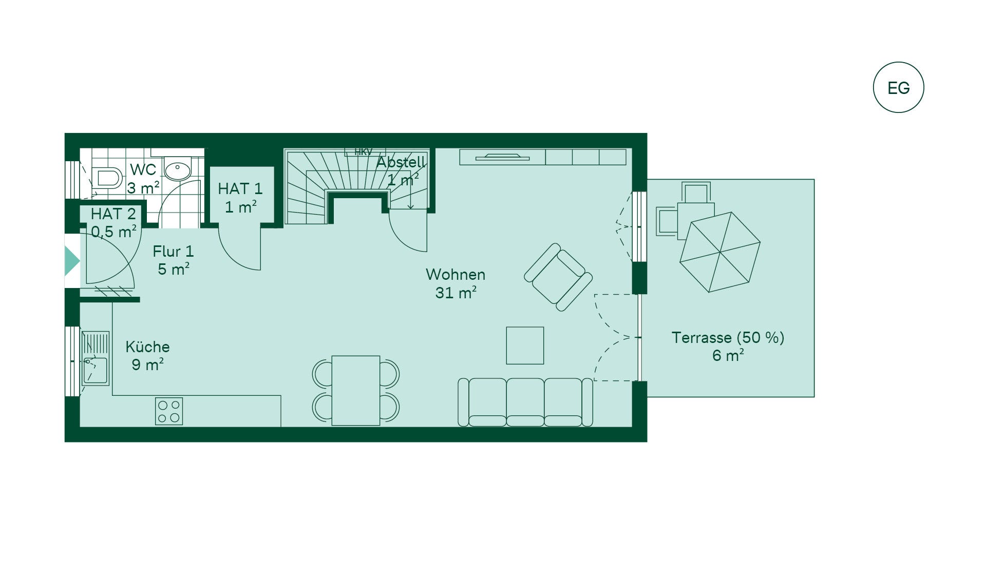 Grundriss vom Reihenhaus im Projekt Quittenknick Grundriss vom Reihenhaus im Projekt Quittenknick