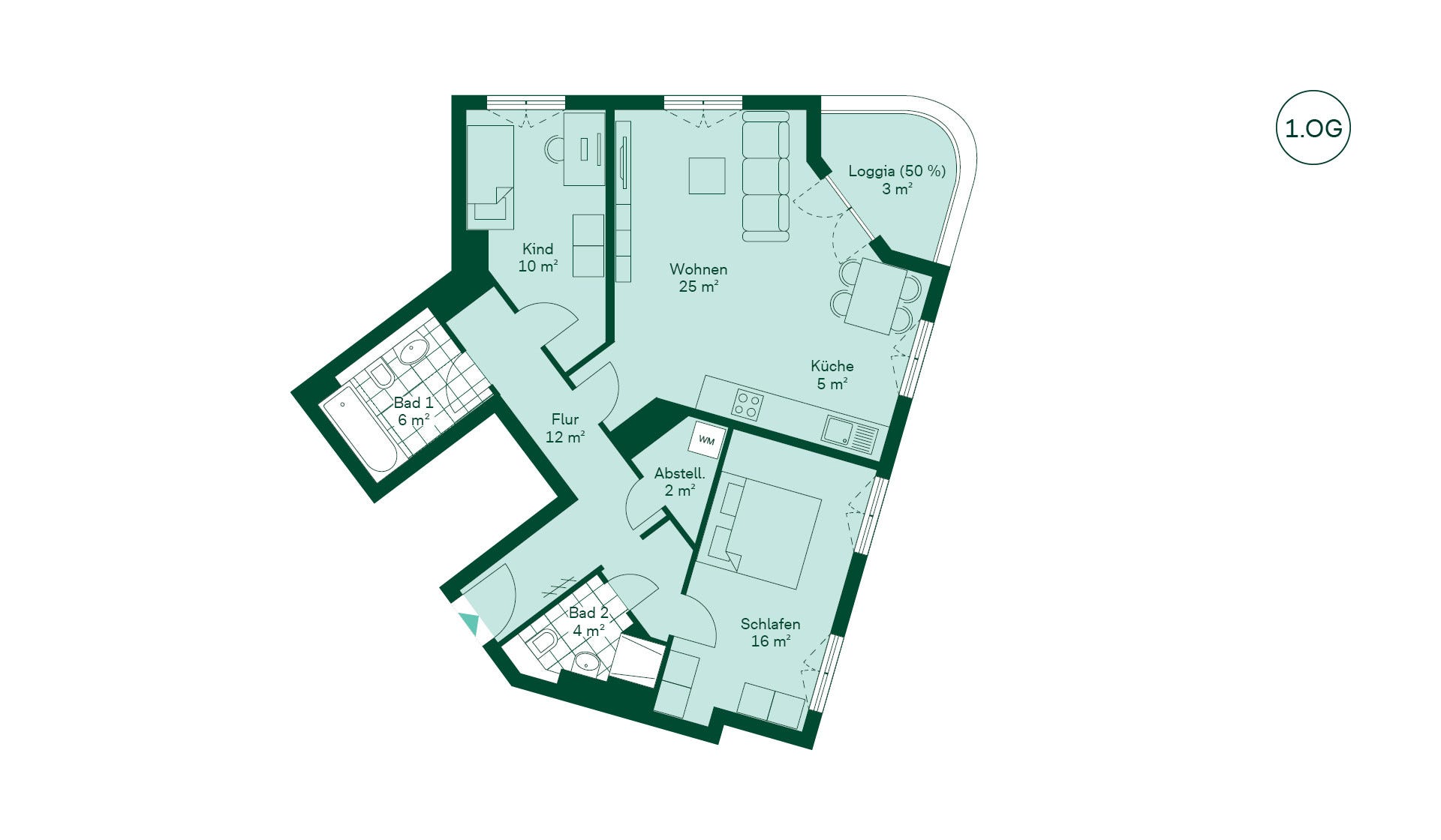 Grundriss der Eigentumswohnung im Projekt Parkstadt Karlshorst