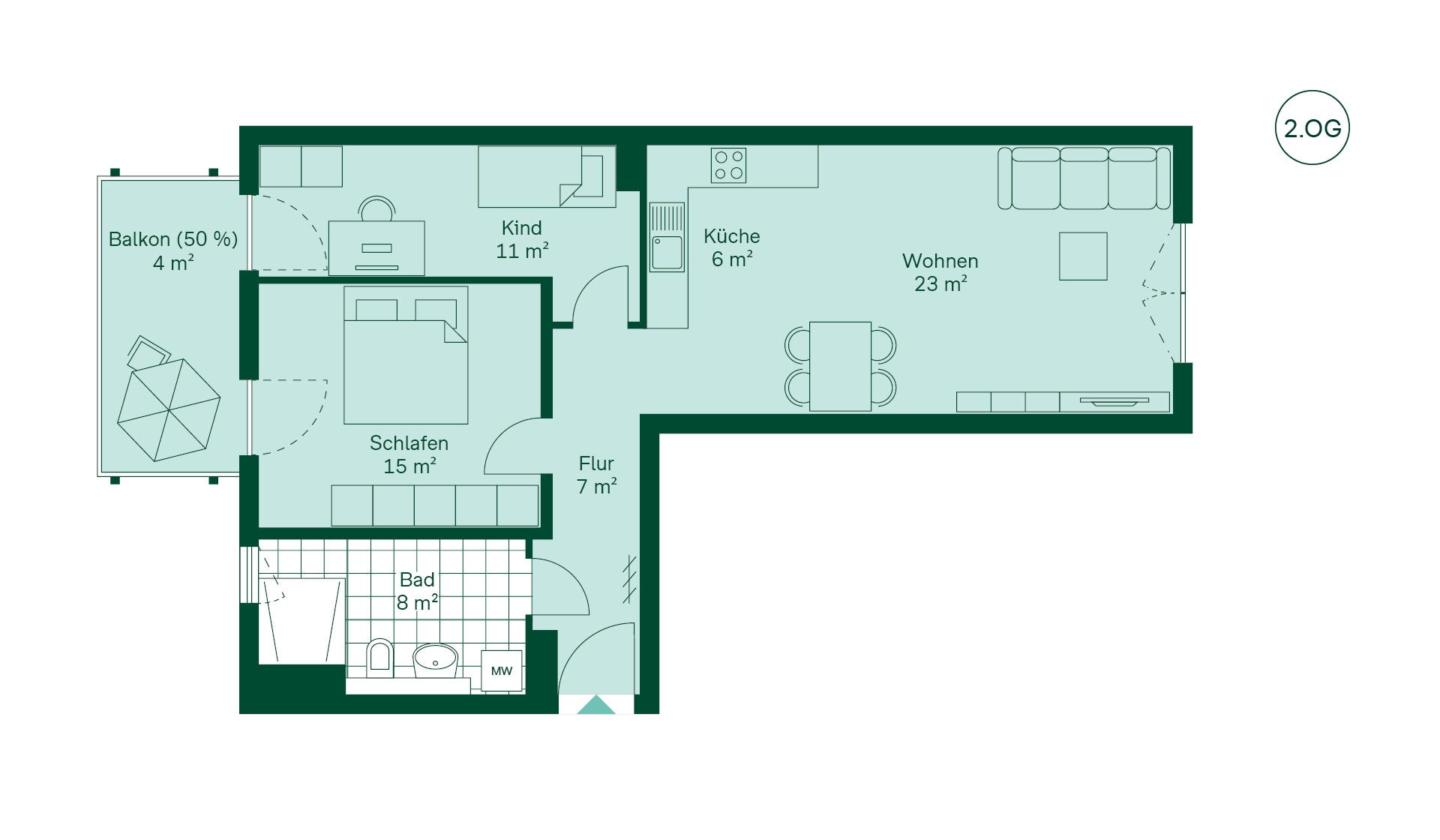 Grundriss der Eigentumswohnung im Projekt Paulshöfe