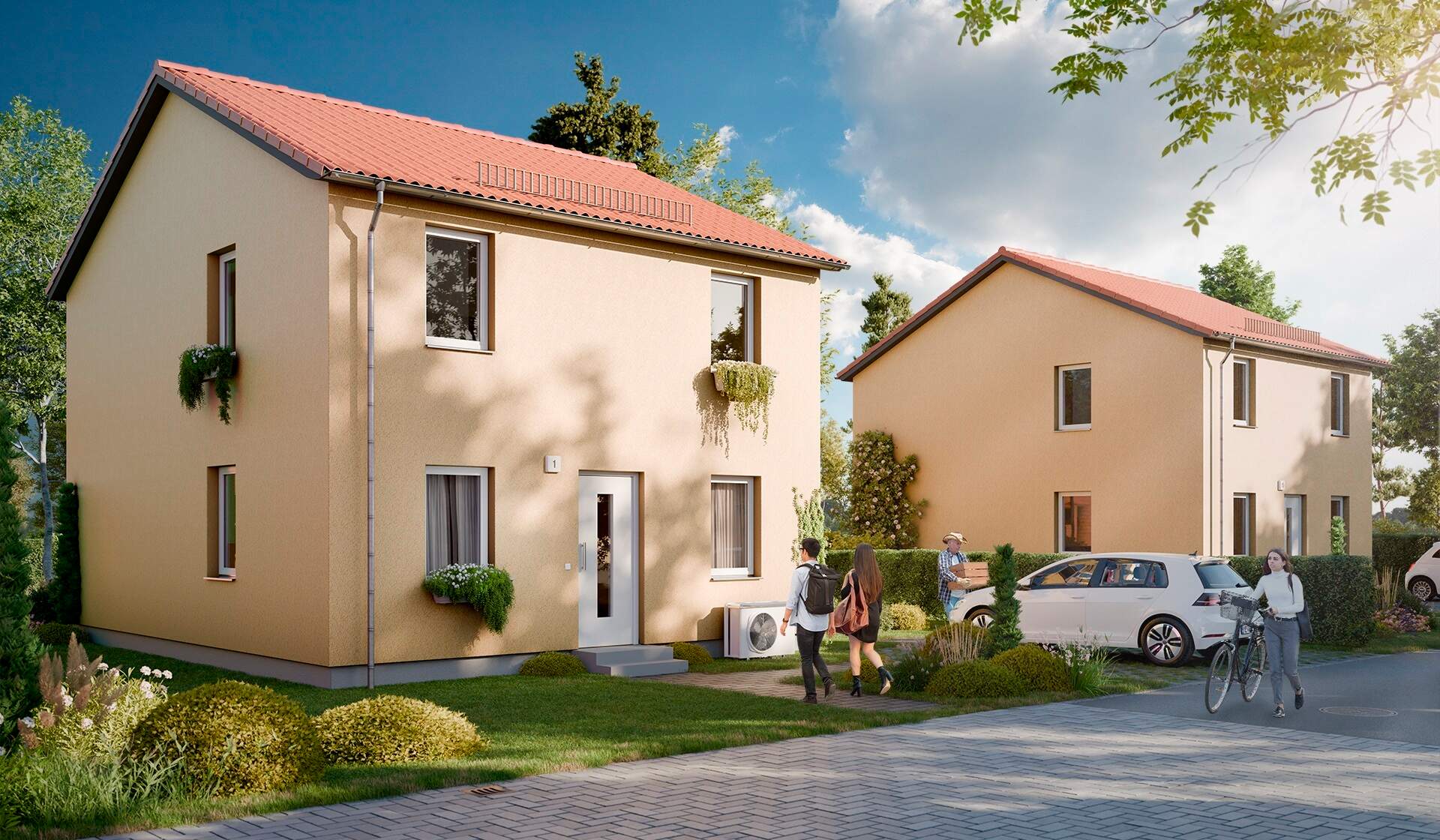 Visualisierung der Einfamilienhaeuser im Neubauprojekt Tresenwaldbogen