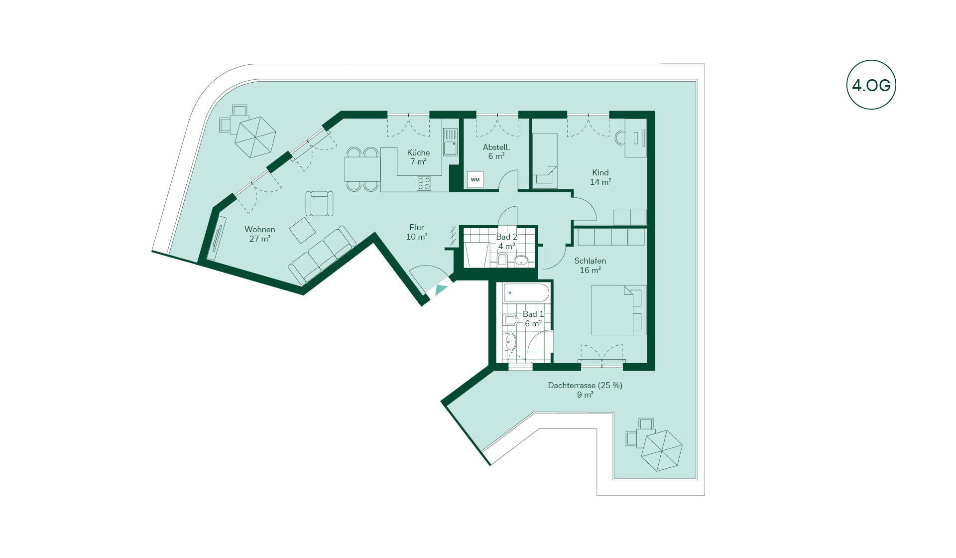 Geräumige Eigentumswohnung mit viel Stauraum Grundriss der Eigentumswohnung 06.F.080 im Neubauprojekt Parkstadt Karlshorst