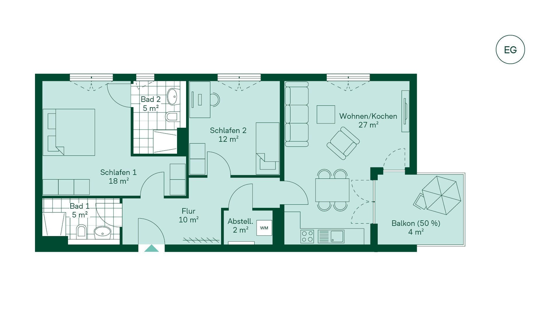 Grundriss der Ferienwohnung im Projekt Bernsteinquartier Grundriss der Ferienwohnung im Projekt Bernsteinquartier