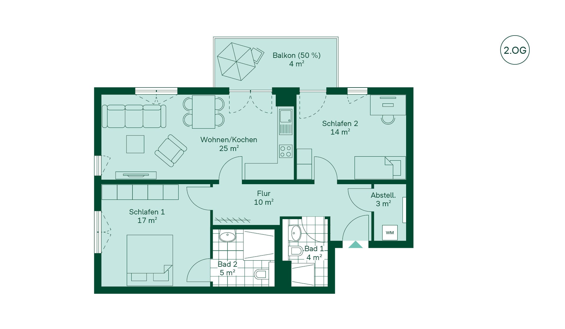 Grundriss der Ferienwohnung im Projekt Bernsteinquartier Grundriss der Ferienwohnung im Projekt Bernsteinquartier
