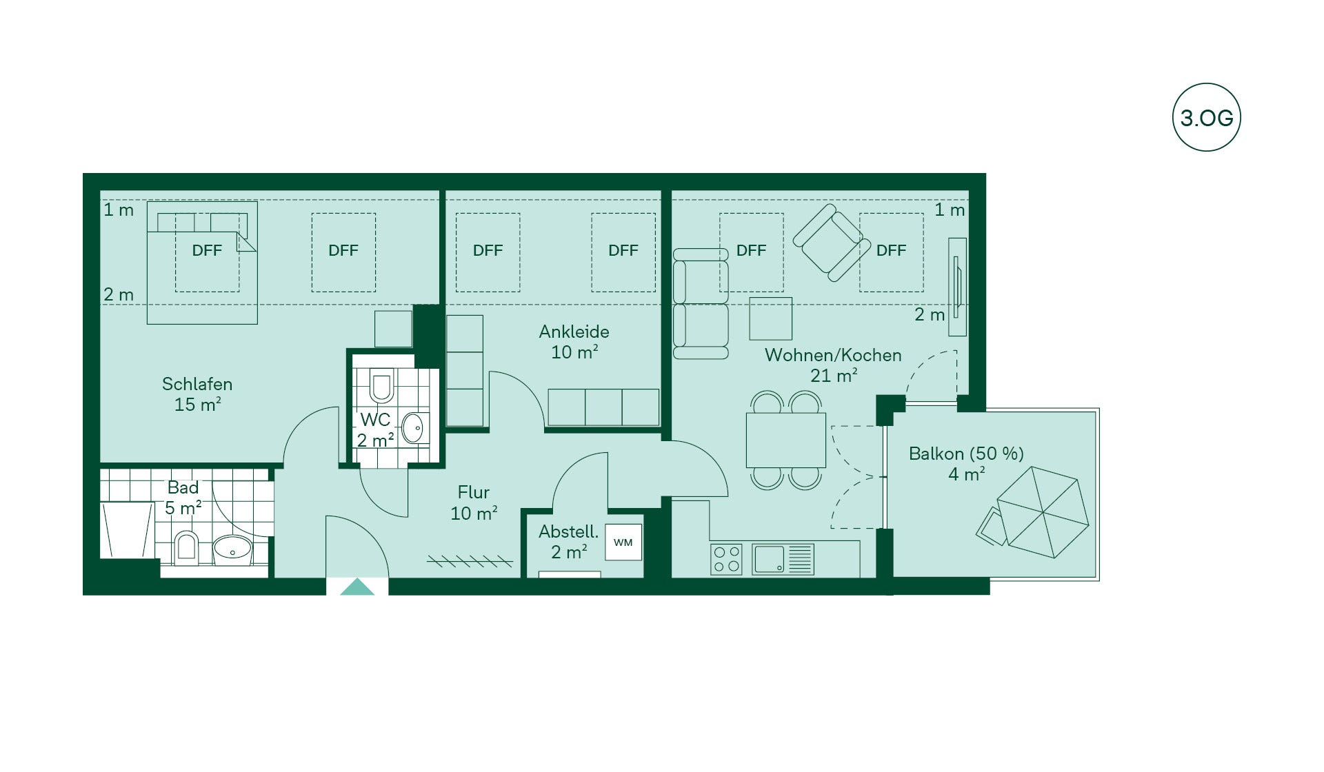 Grundriss der Ferienwohnung im Projekt Bernsteinquartier Grundriss der Ferienwohnung im Projekt Bernsteinquartier