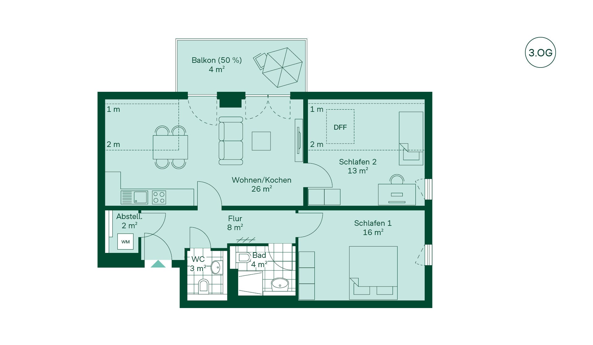 Grundriss der Ferienwohnung im Projekt Bernsteinquartier Grundriss der Ferienwohnung im Projekt Bernsteinquartier