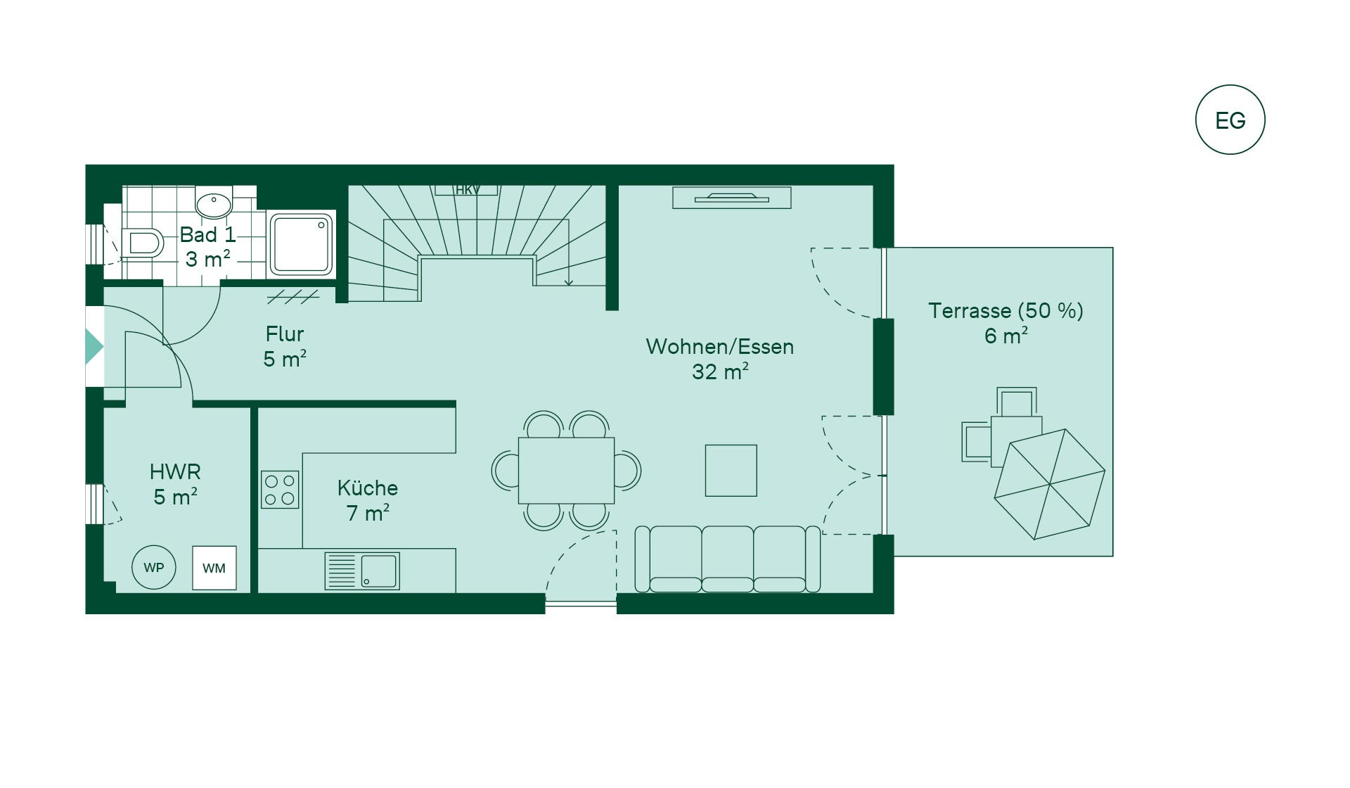 Grundriss EG Reihenhaus im Projekt Parkstadt Portitz Grundriss EG Reihenhaus im Projekt Parkstadt Portitz