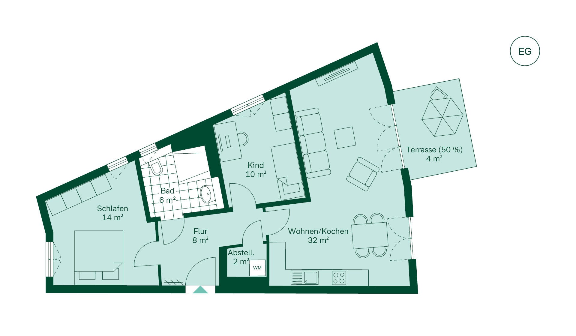 Grundriss der Eigentumswohnung im Projekt Quartier HUGOS Grundriss der Eigentumswohnung im Projekt Quartier HUGOS