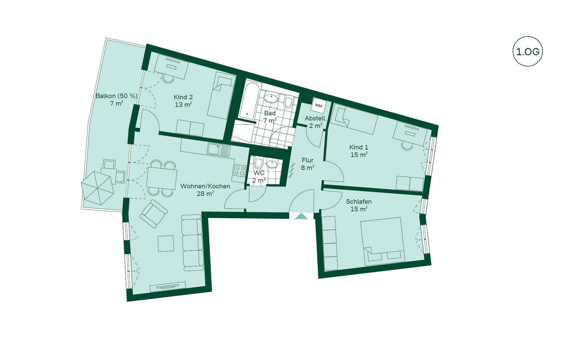 Grundriss der Eigentumswohnung im Projekt Quartier HUGOS Grundriss der Eigentumswohnung im Projekt Quartier HUGOS