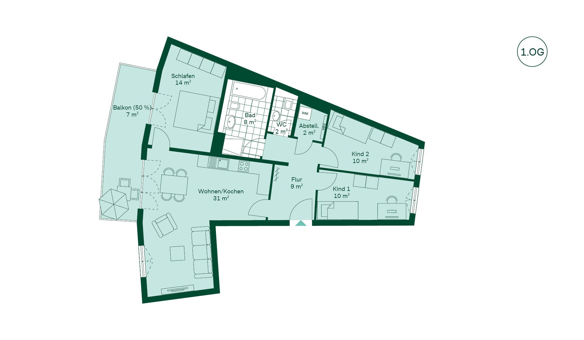 Grundriss der Eigentumswohnung im Projekt Quartier HUGOS Grundriss der Eigentumswohnung im Projekt Quartier HUGOS