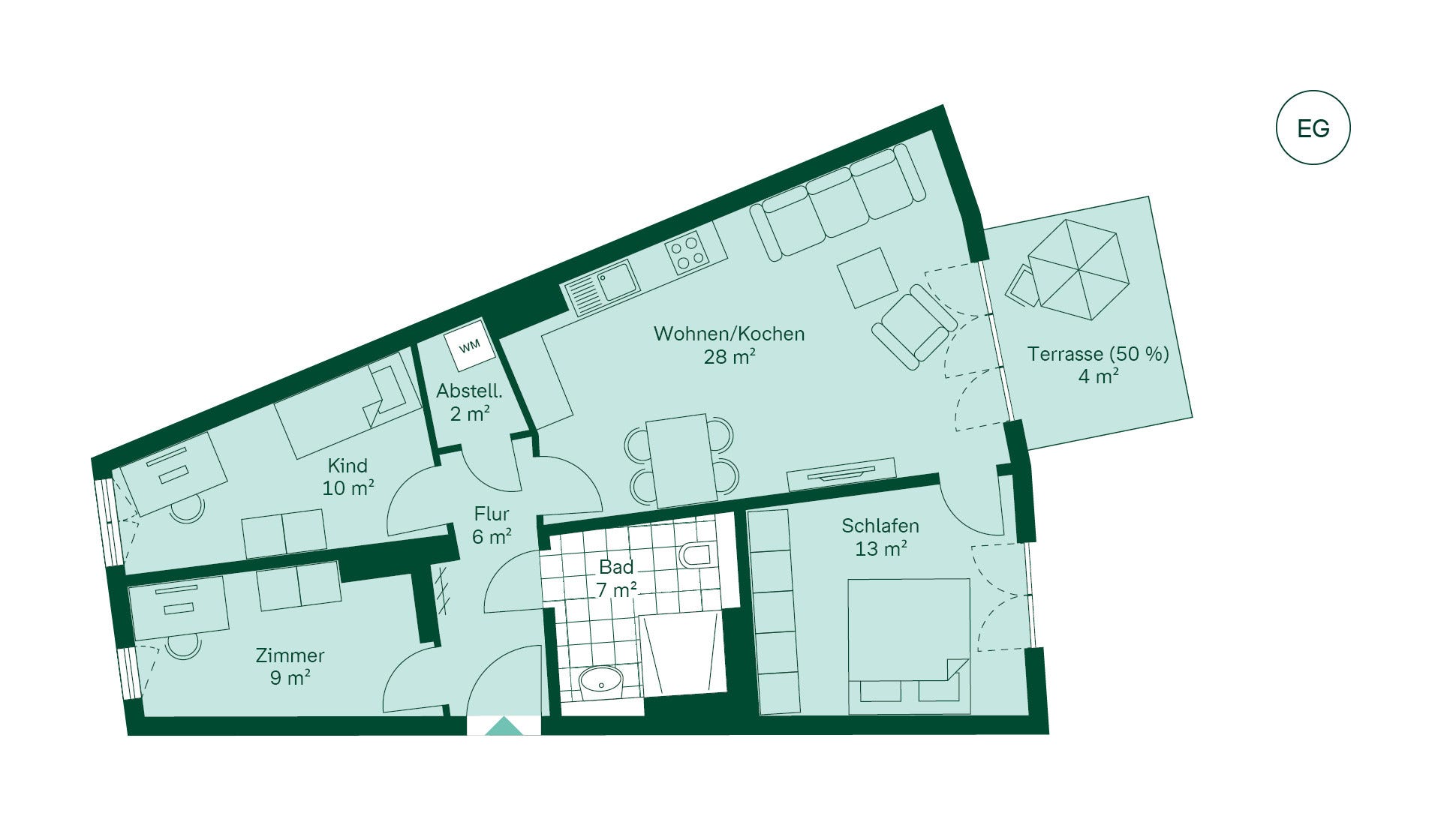 Grundriss Eigentumswohnung im  Quartier HUGOS