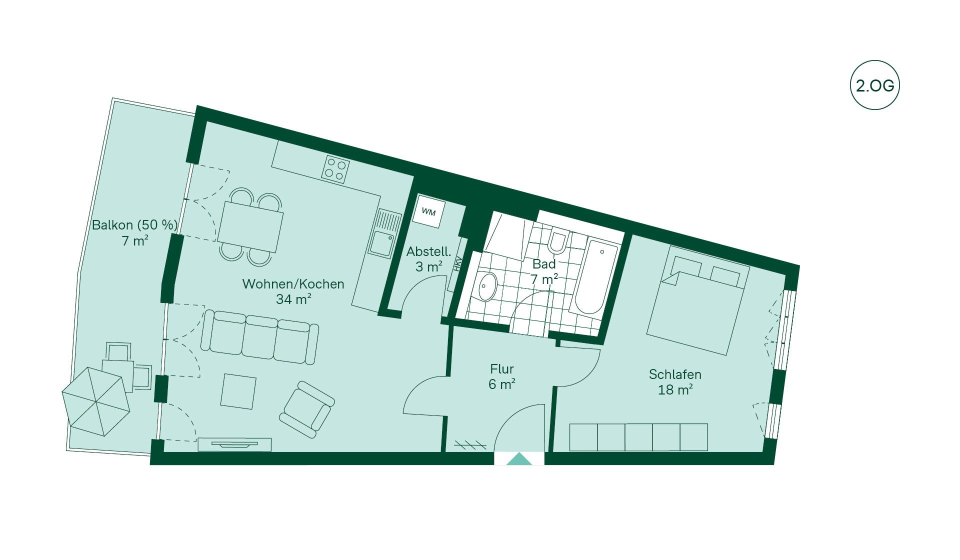 Grundriss der Eigentumswohnung im Projekt Quartier Hugos