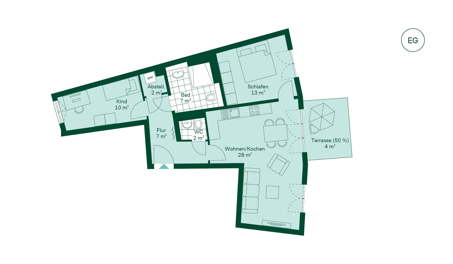 Grundriss der Eigentumswohnung im Projekt Quartier HUGOS Grundriss der Eigentumswohnung im Projekt Quartier HUGOS