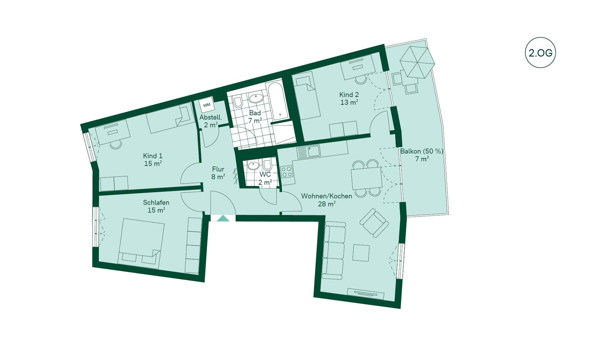 Grundriss der Eigentumswohnung im Projekt Quartier HUGOS Grundriss der Eigentumswohnung im Projekt Quartier HUGOS
