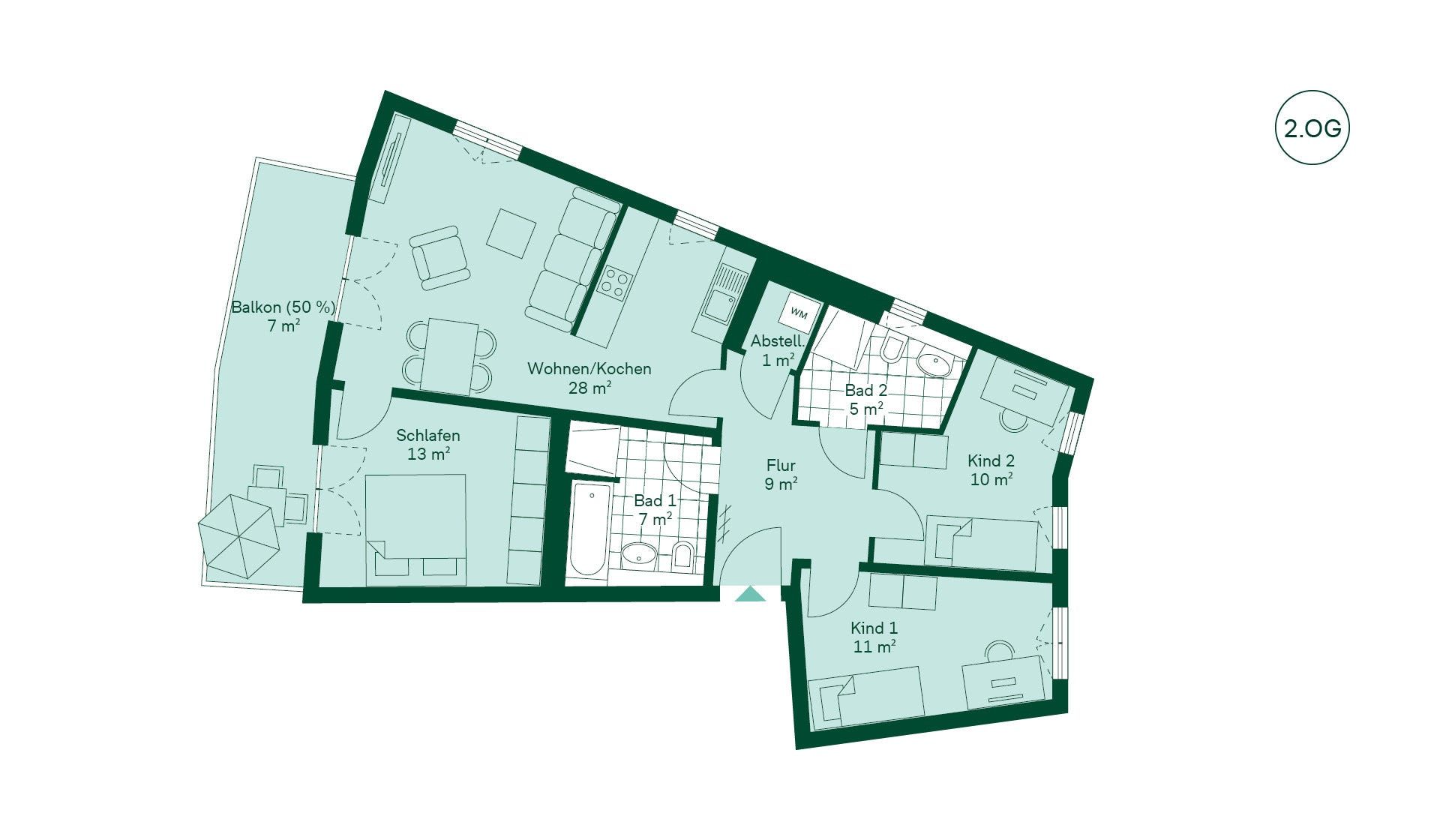 Grundriss der Eigentumswohnung im Projekt Quartier HUGOS