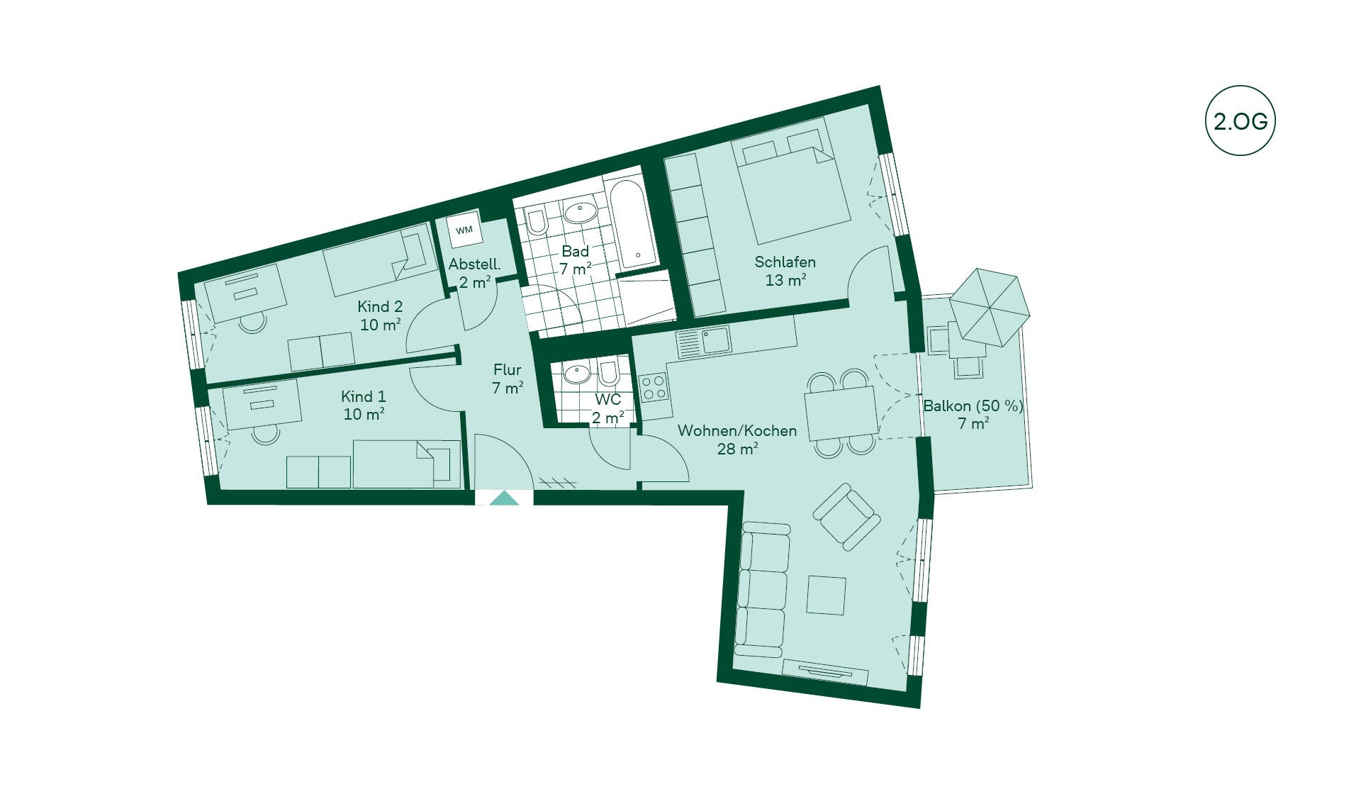 Grundriss der Eigentumswohnung im Projekt Quartier HUGOS