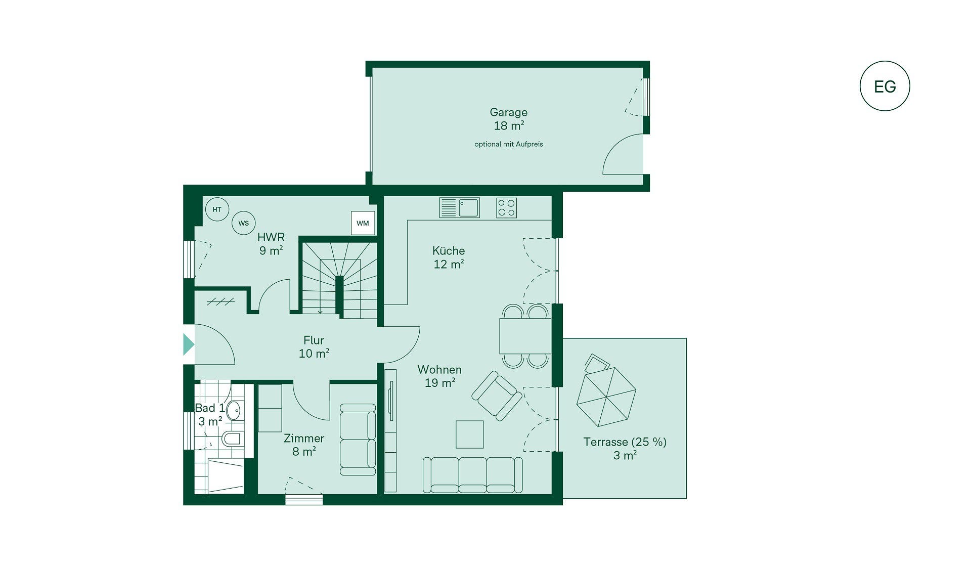 Grundriss vom Erdgeschoss im Einfamilienhaus Grundriss vom Erdgeschoss im Einfamilienhaus