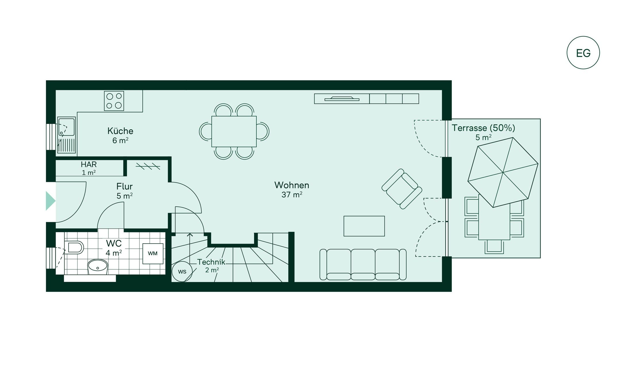 Reihenhaus Grundriss EG