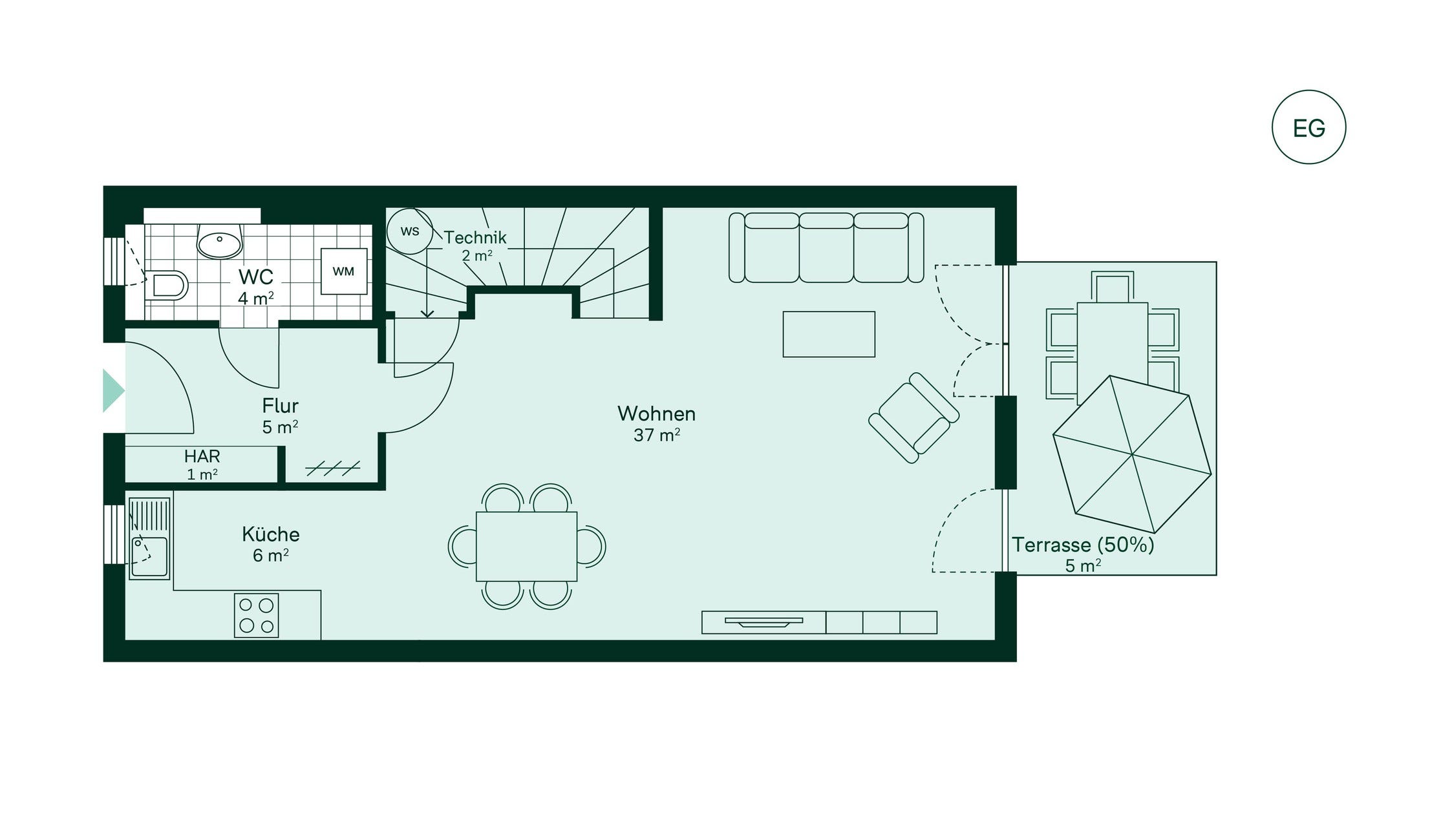 Reihenhaus Grundriss EG