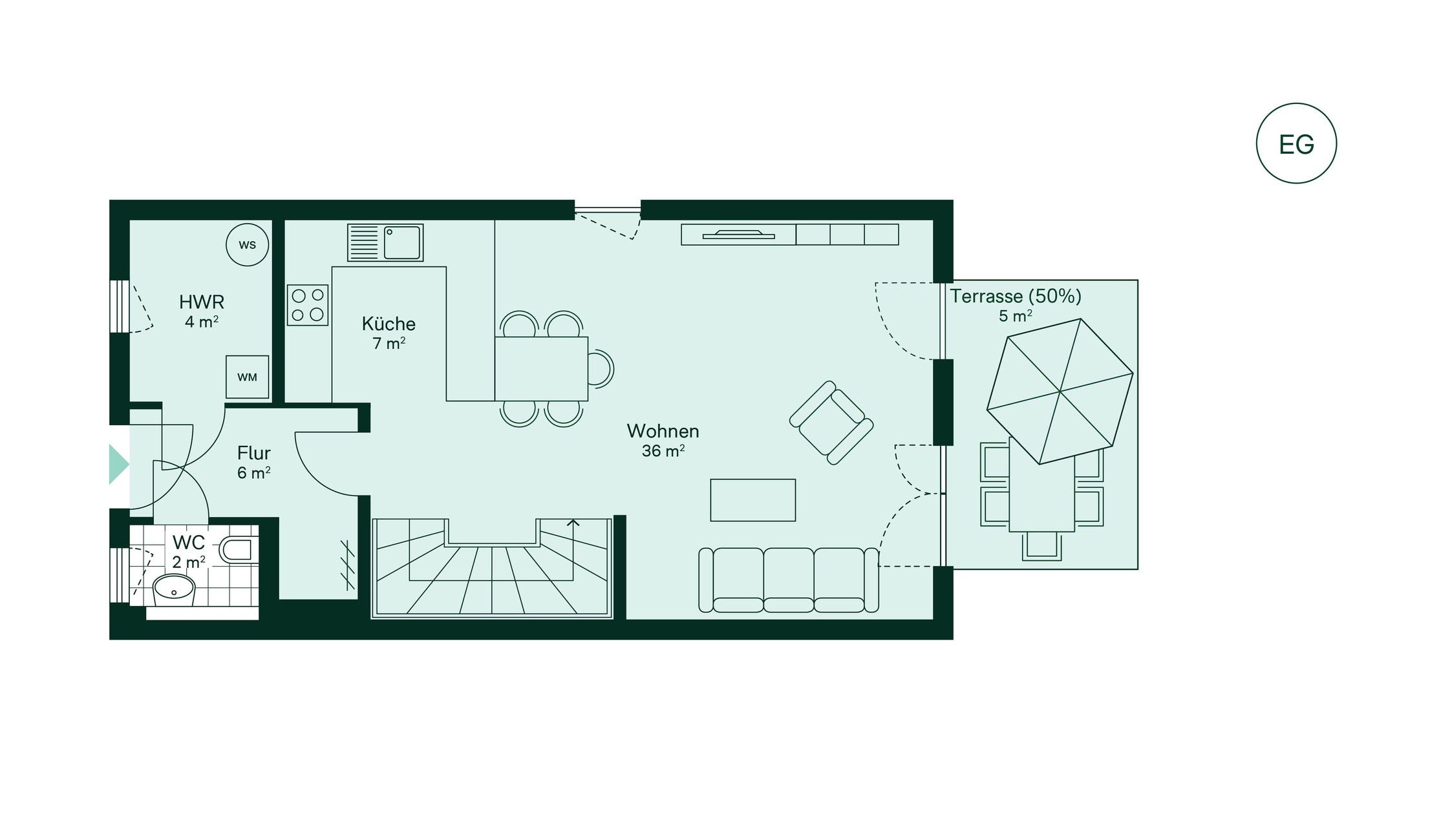 Reihenhaus Grundriss EG
