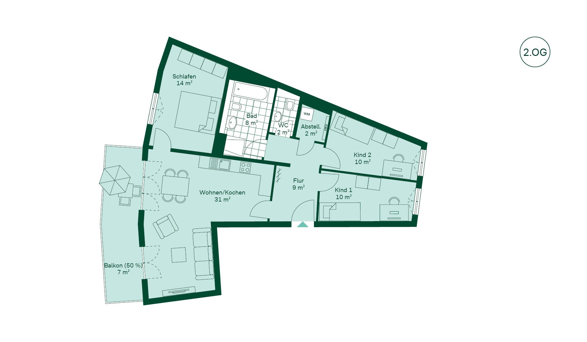 Grundriss der Eigentumswohnung im Projekt Quartier HUGOS
