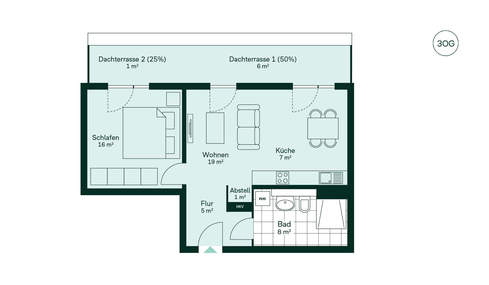 Grundriss der Eigentumswohnung 081 im Neubauprojekt Paulshöfe