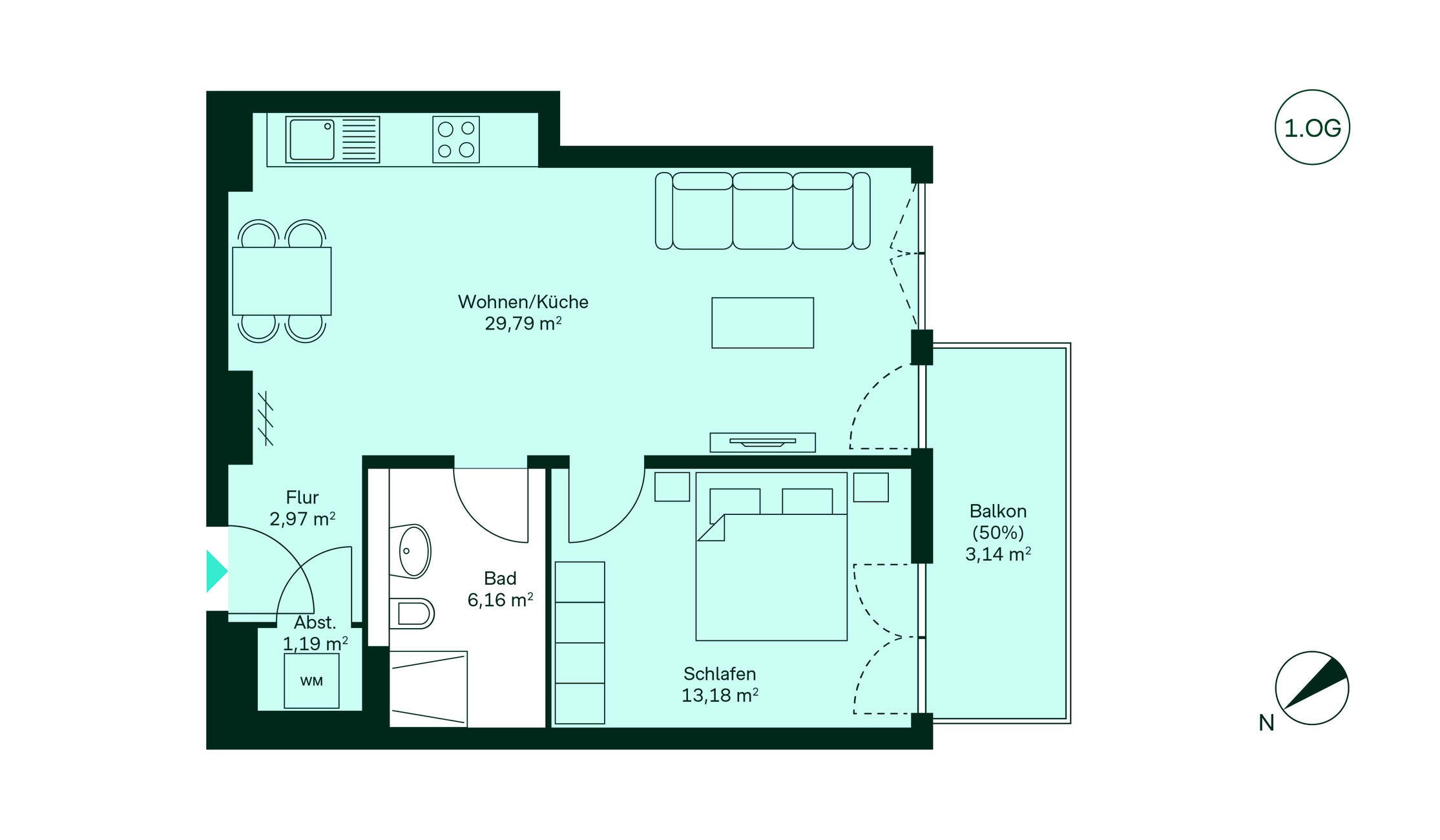 Grundriss der Eigentumswohnung im Projekt Zur Försterei